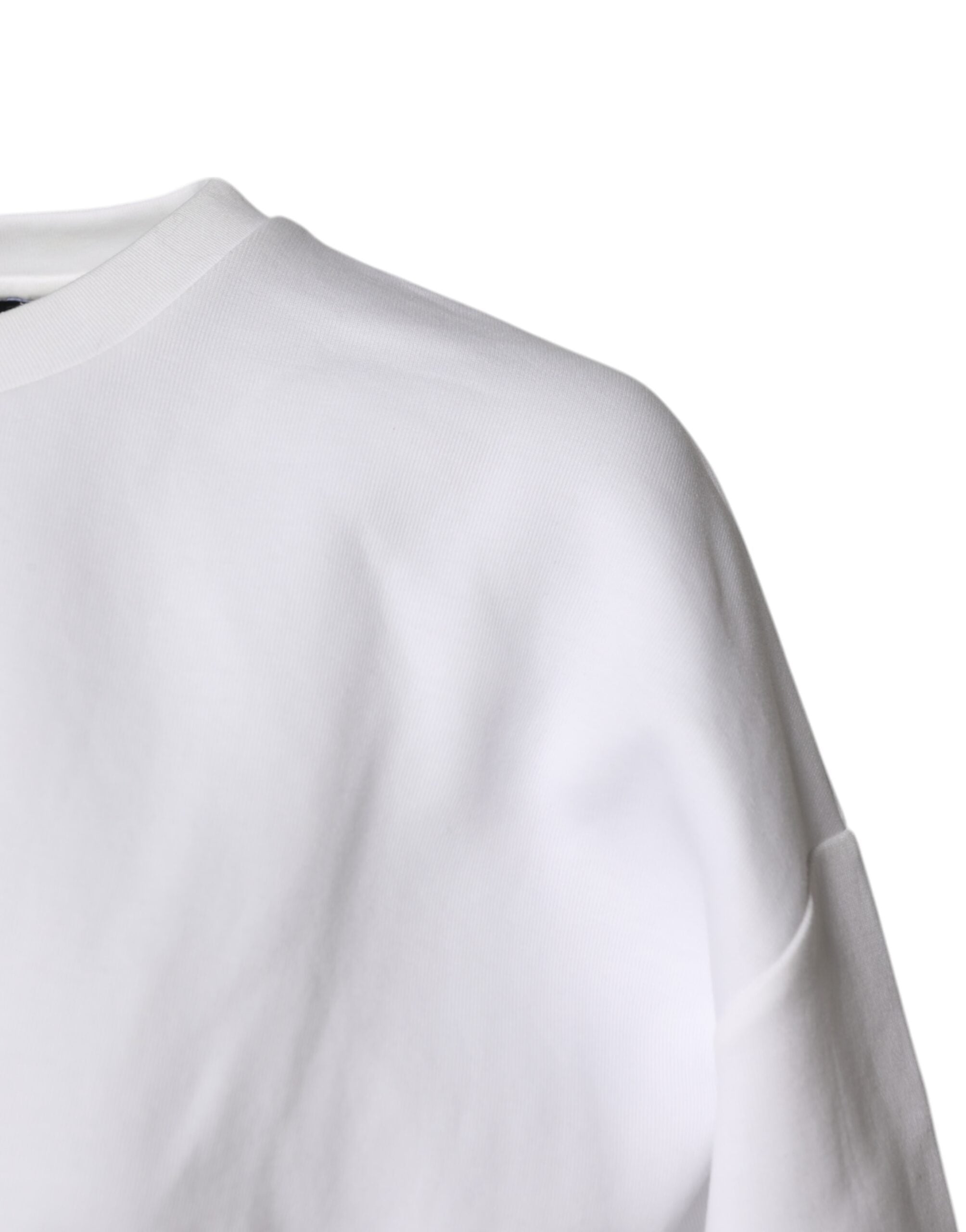 White Cotton Blend 3/4 Sleeves Blouse Top