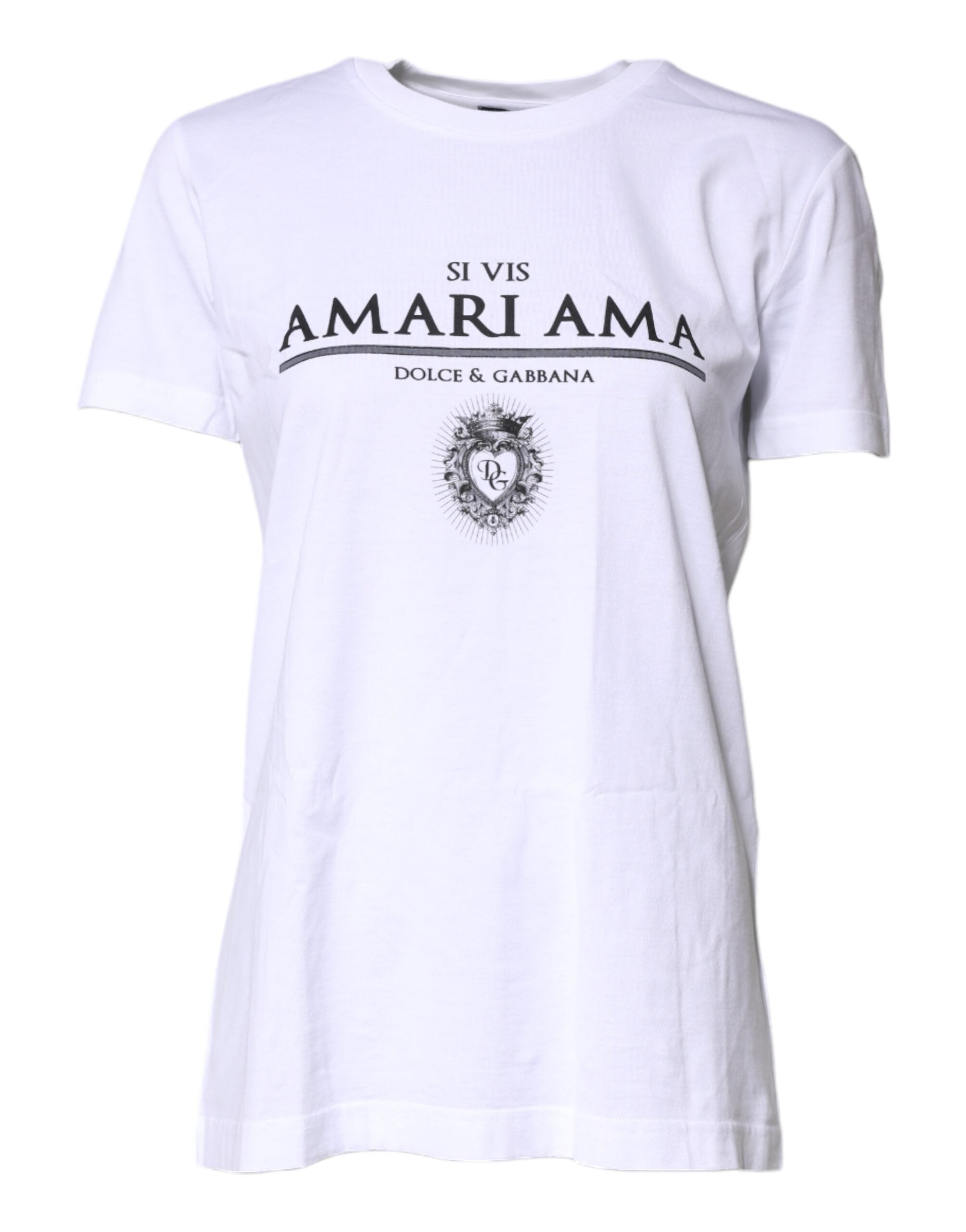 White Cotton Printed Round Neck Top T-shirt