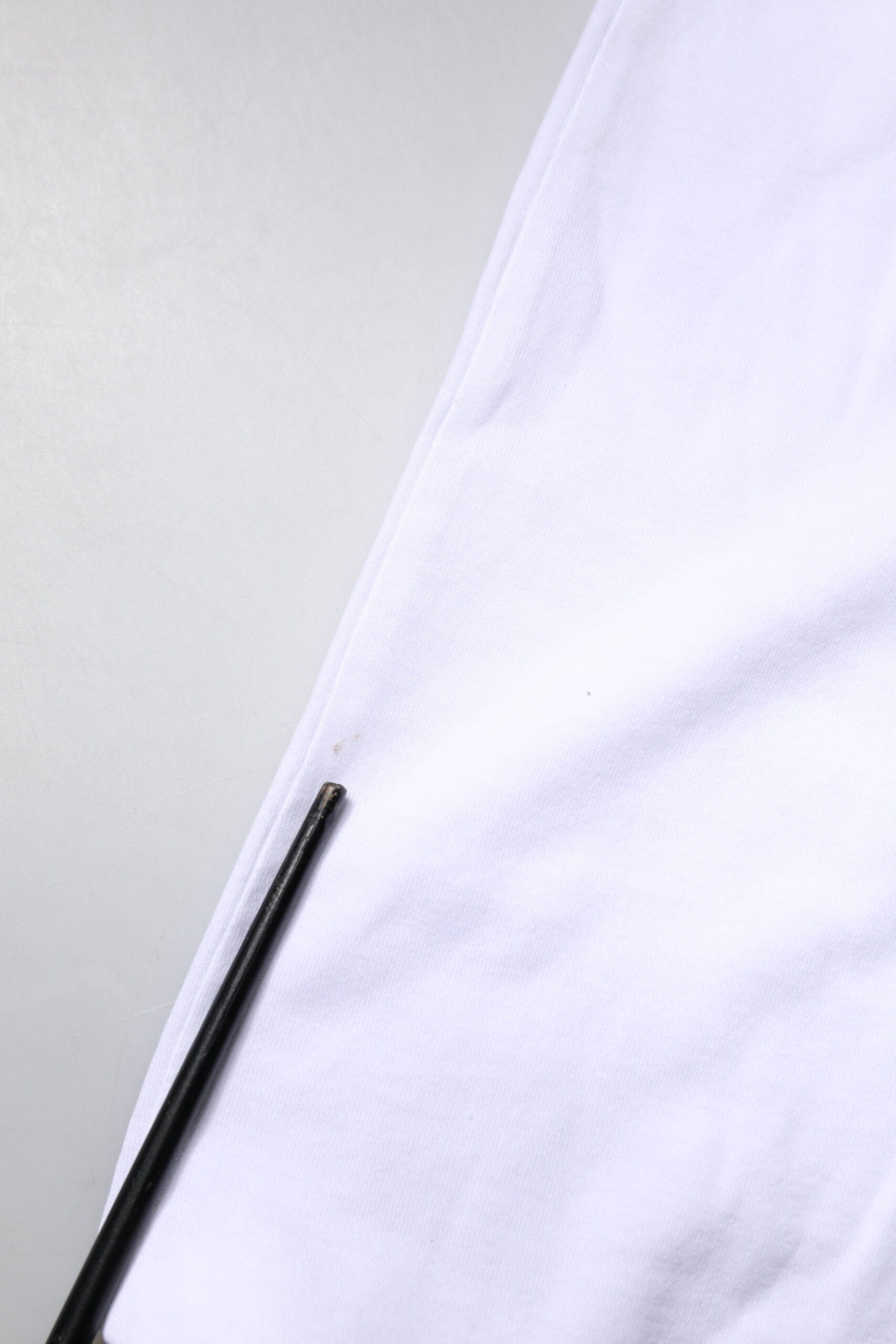 White Cotton Silk Blend Ascot Collar T-shirt