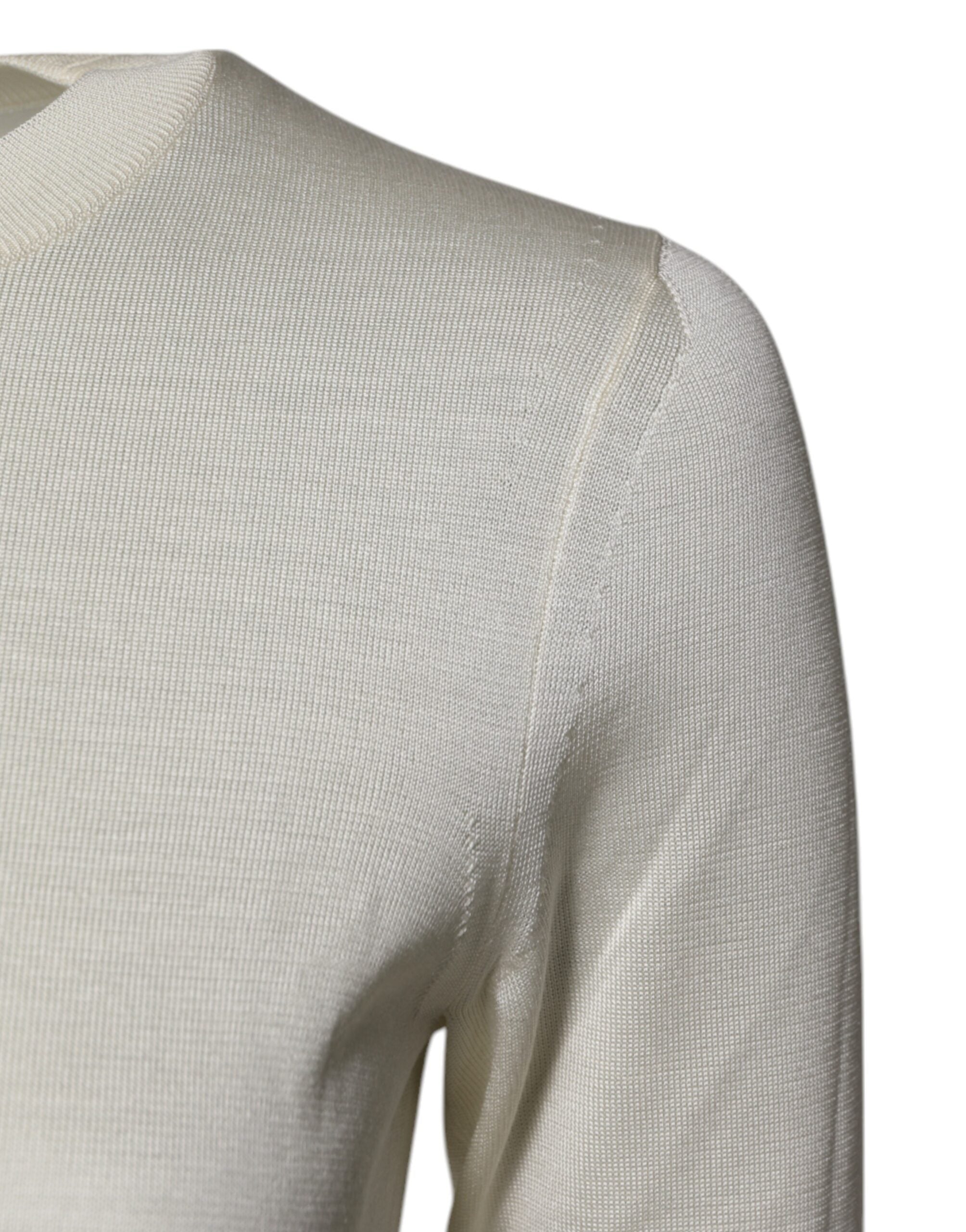 Cream Short Sleeve Silk Round Neck Blouse Top