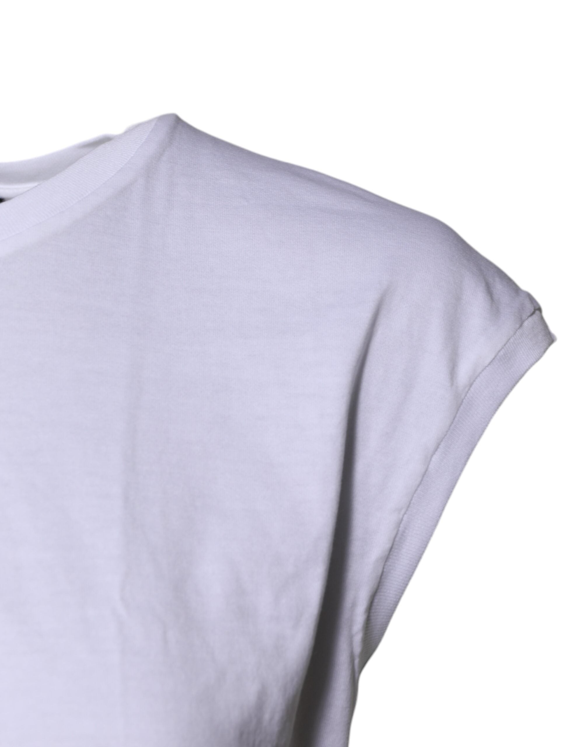 White Cotton Sleeveless Round Neck Tank Top