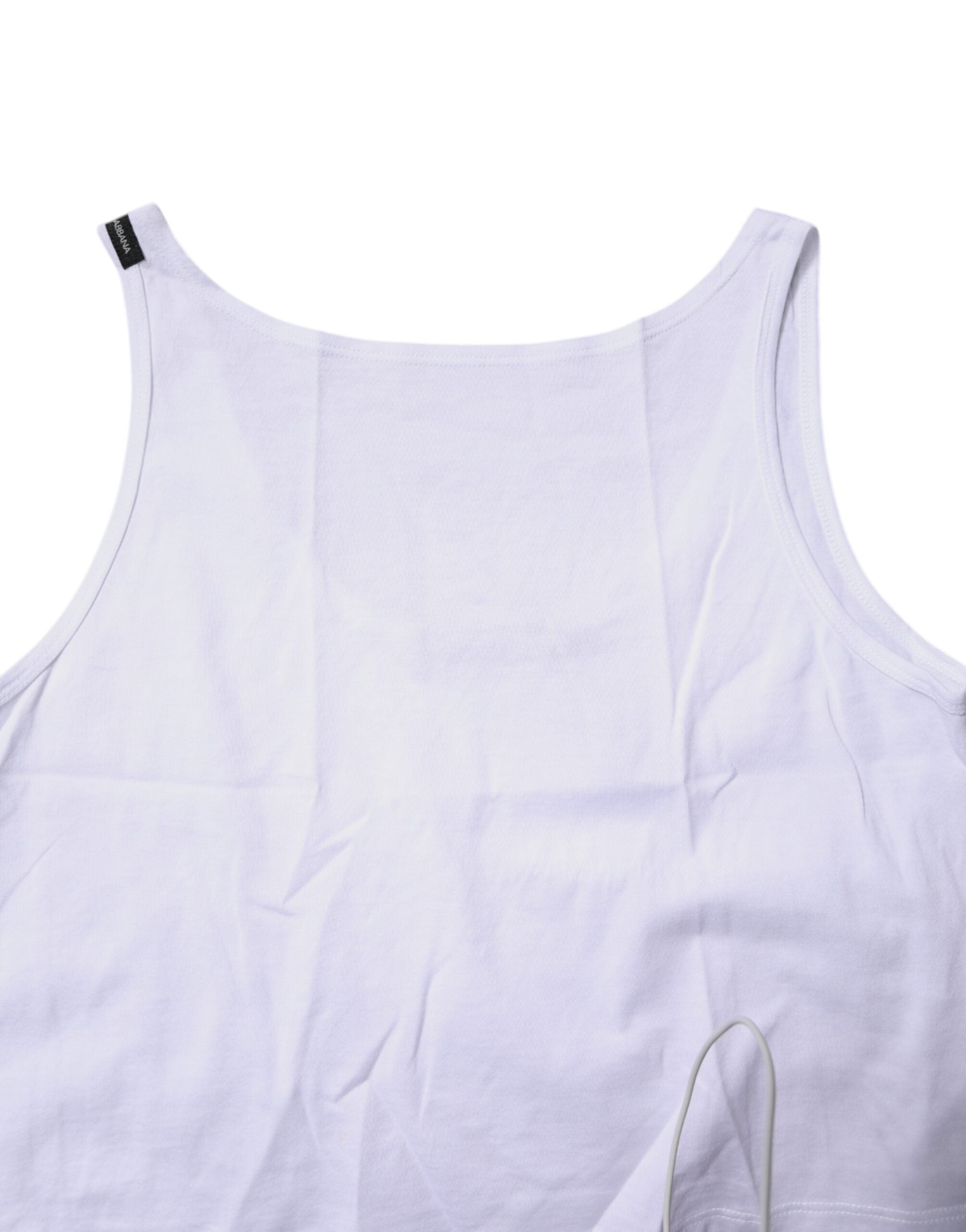 White Cotton Sleeveless Round Neck Tank Top