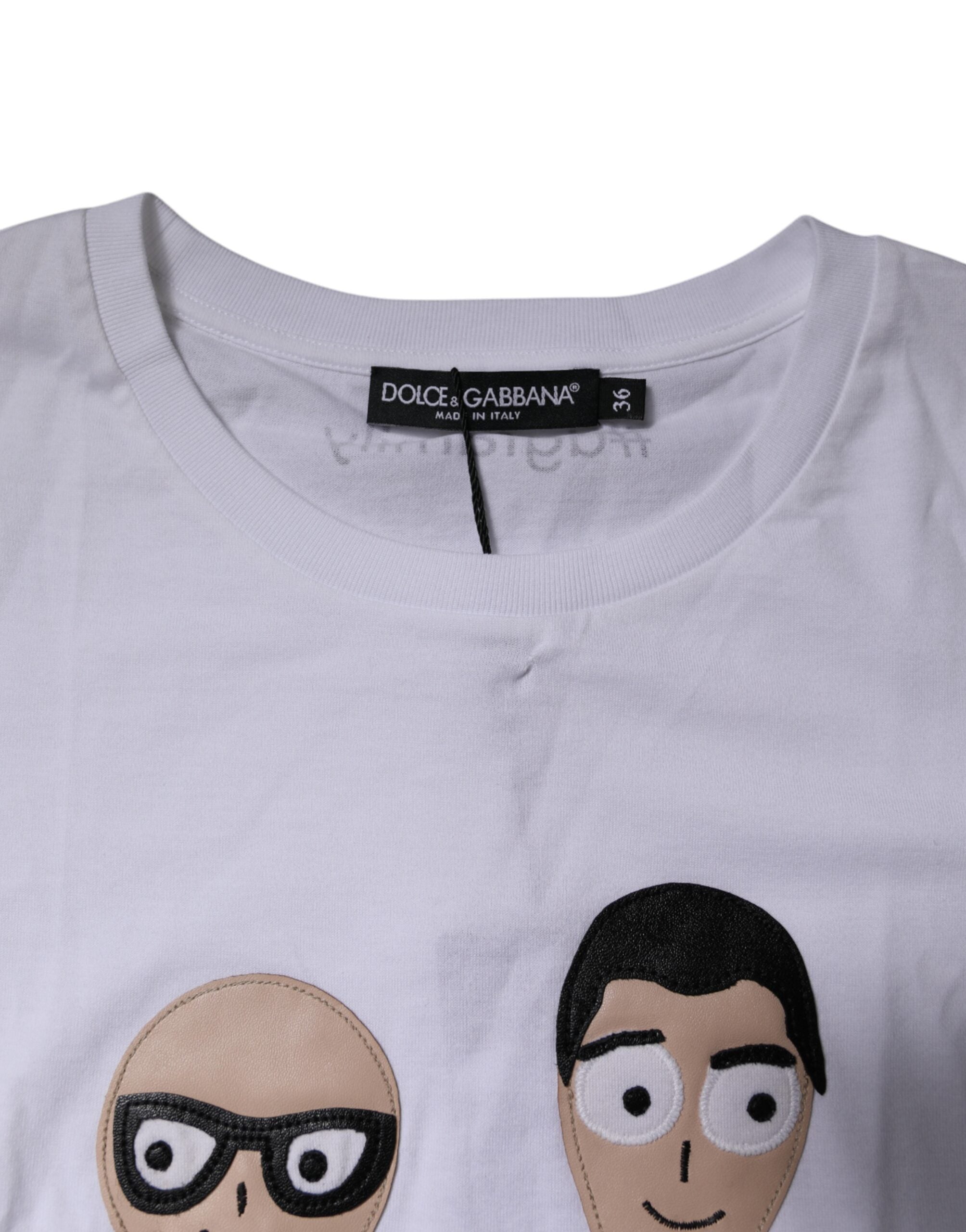 White #DGFAMILY Embroidery Cotton T-shirt