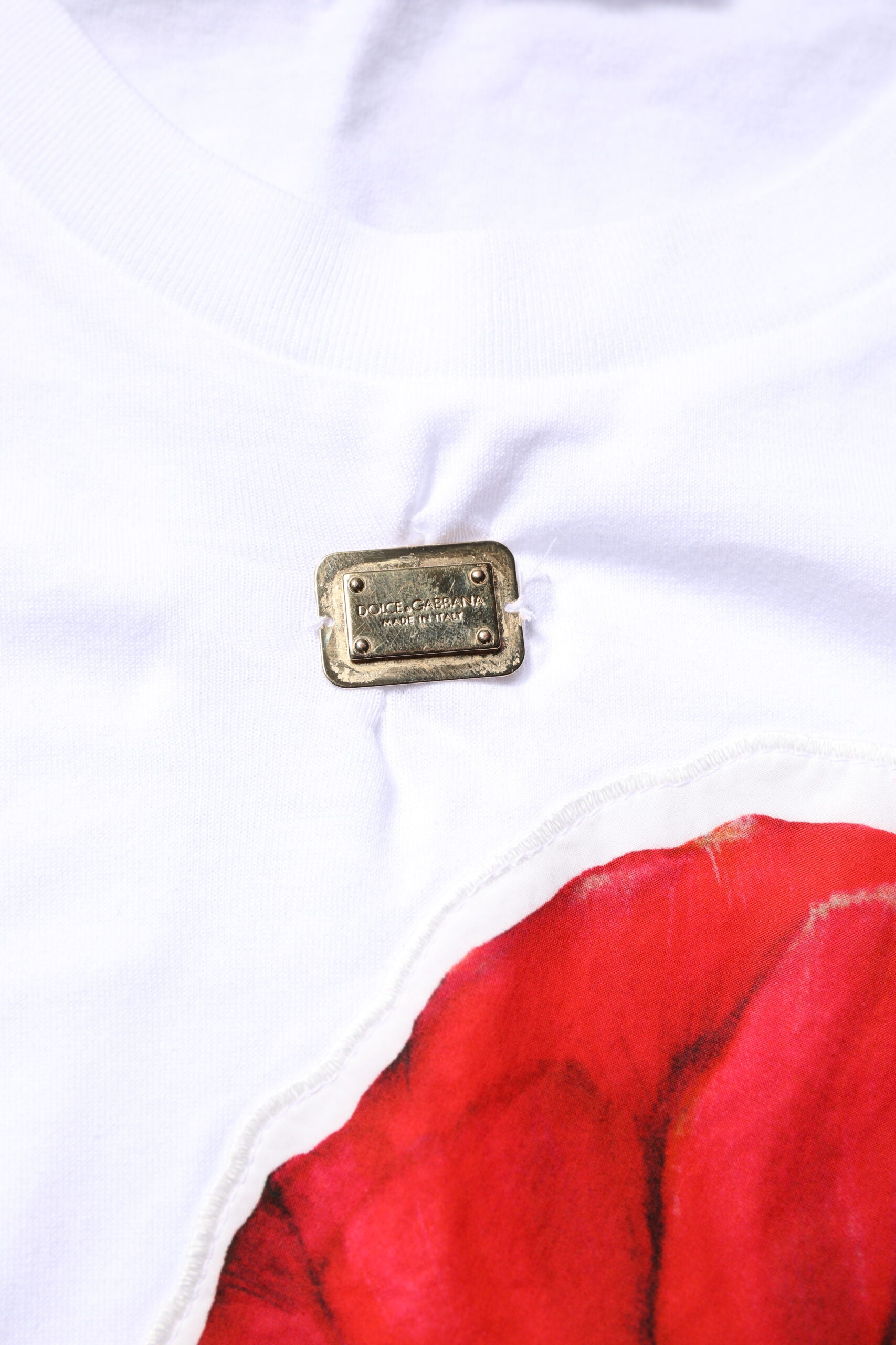 White Floral Print Cotton Crew Neck T-shirt