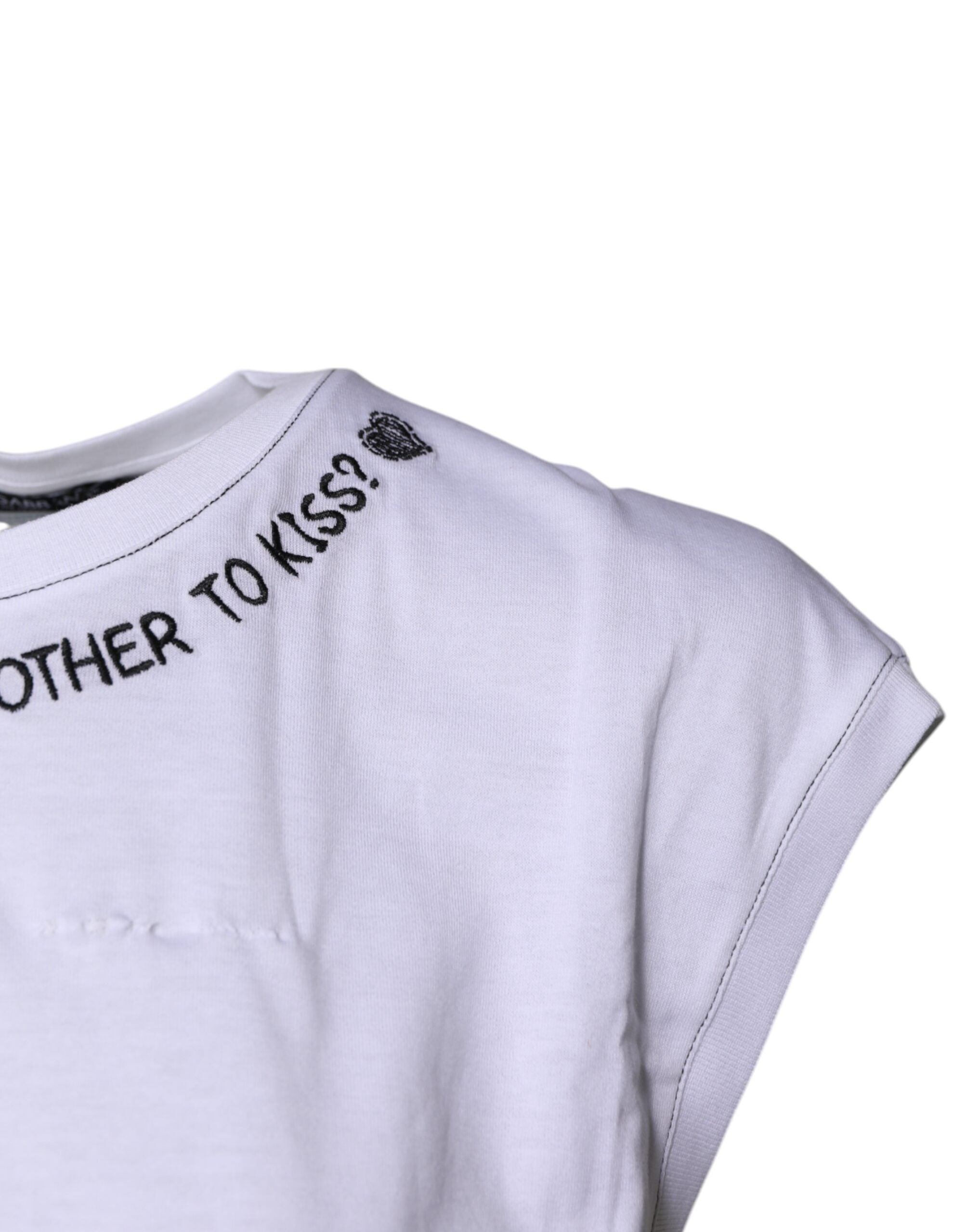 White Cotton Sleeveless Printed Tank T-shirt