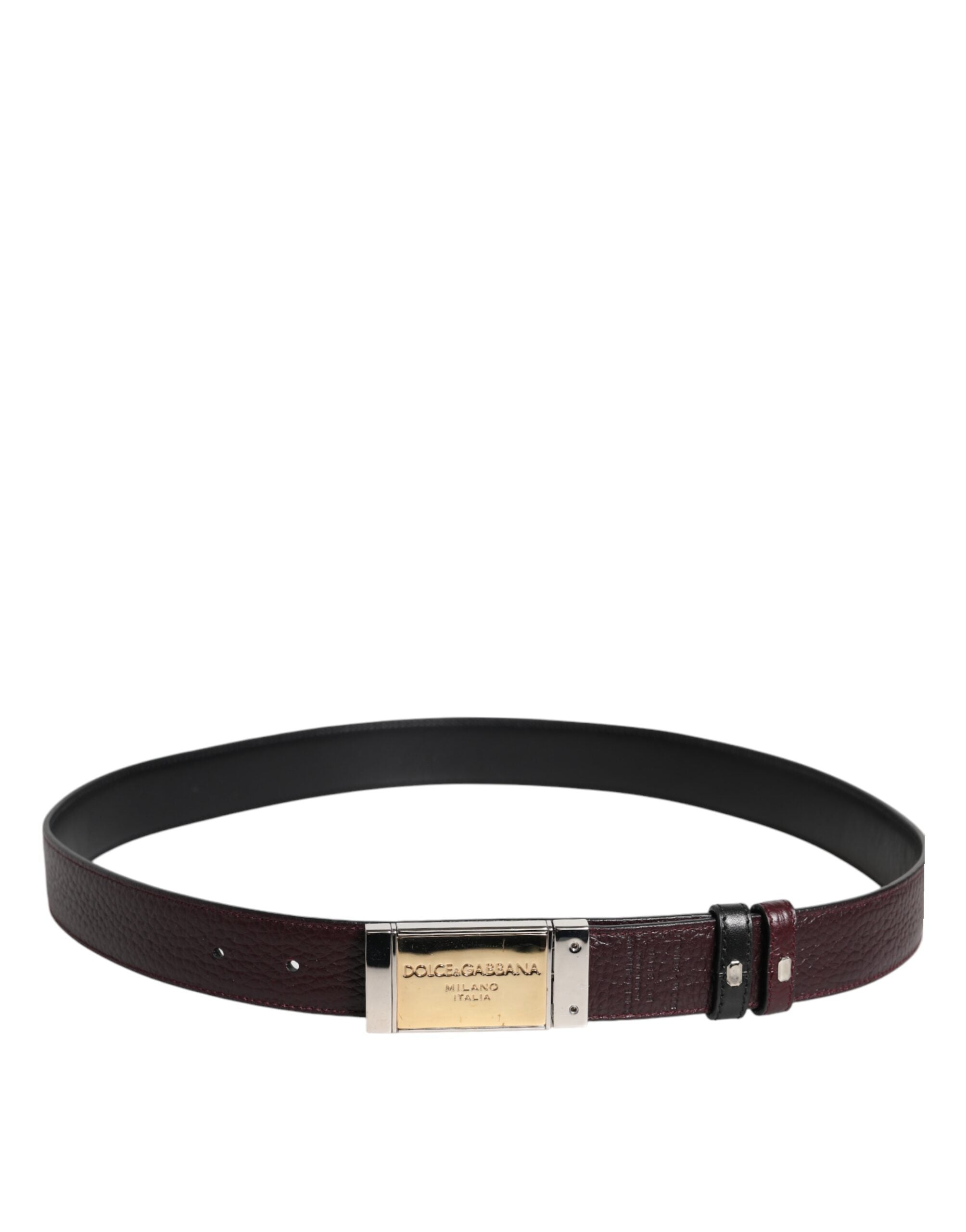 Black Brown Leather Metal Buckle Reversible Belt