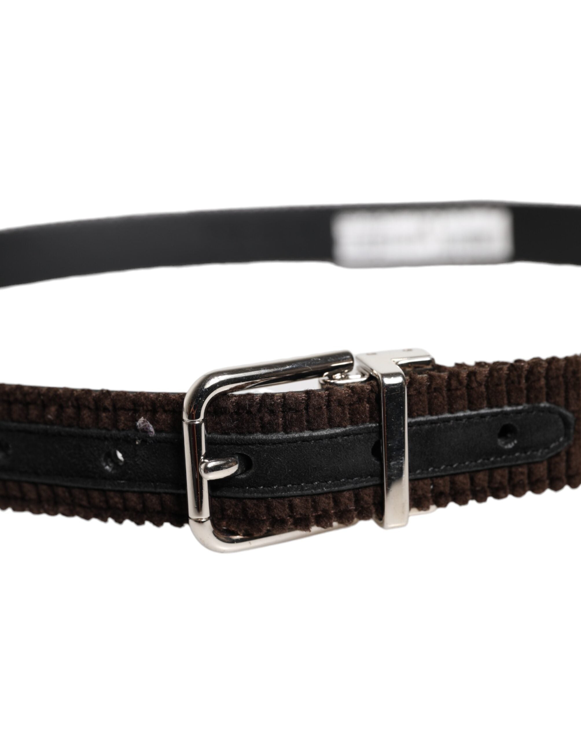 Brown Velvet Metal Buckle Classic Belt