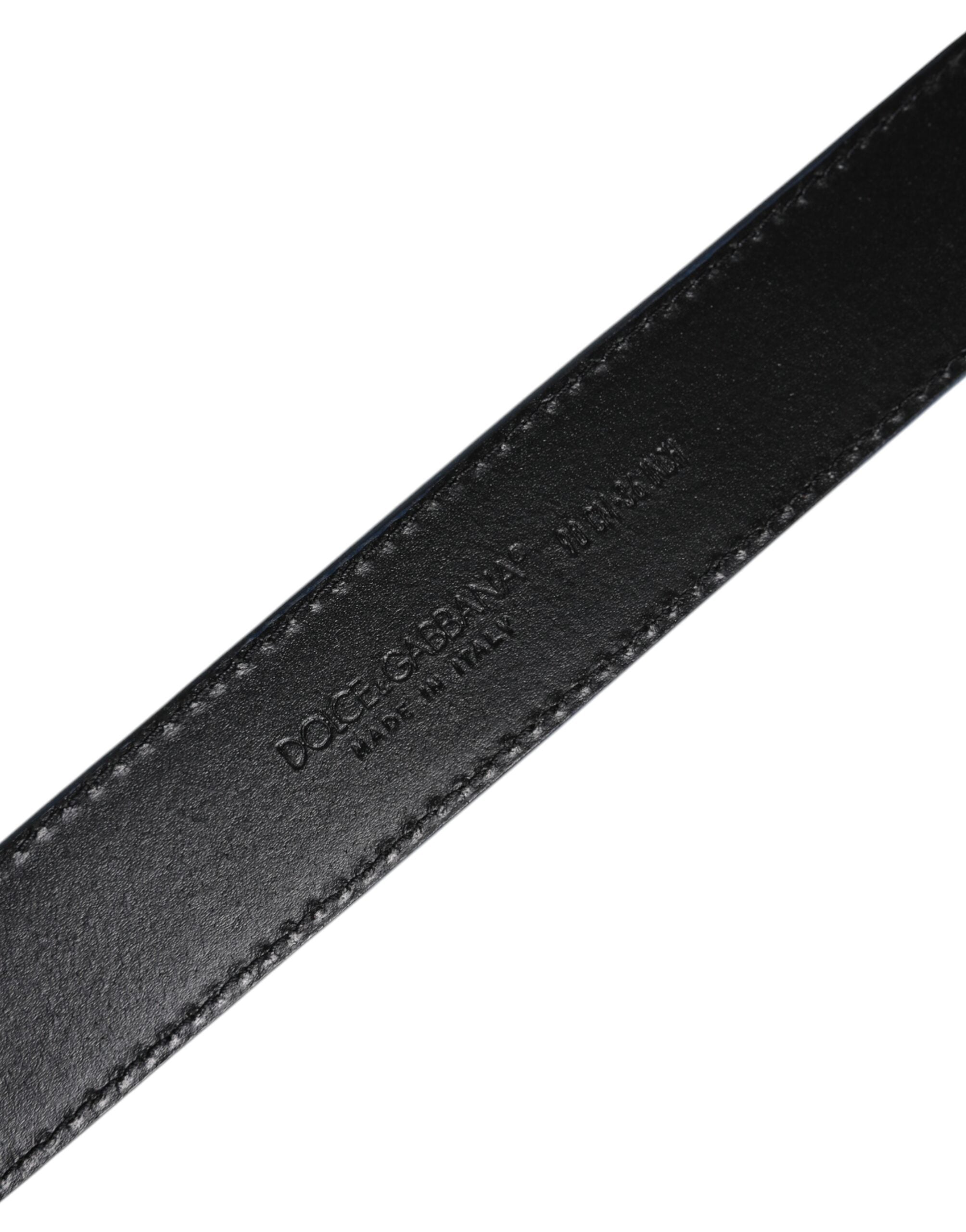 Blue Beige Leather Weaved Metal Buckle Belt