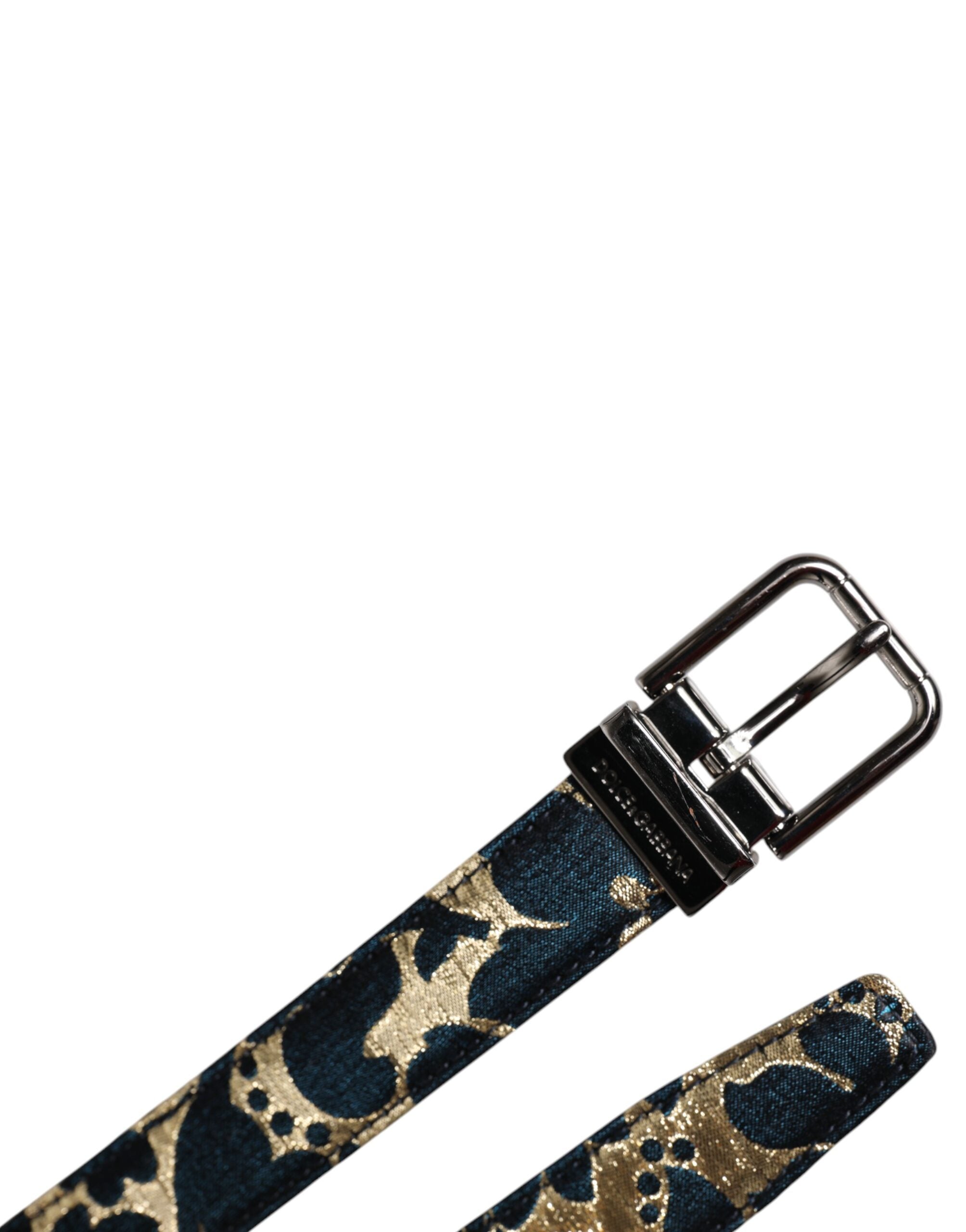 Multicolor Jacquard Leather Logo Buckle Belt