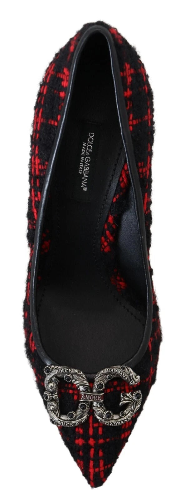 Red Black Tweed DG Amore Heels Pumps Shoes