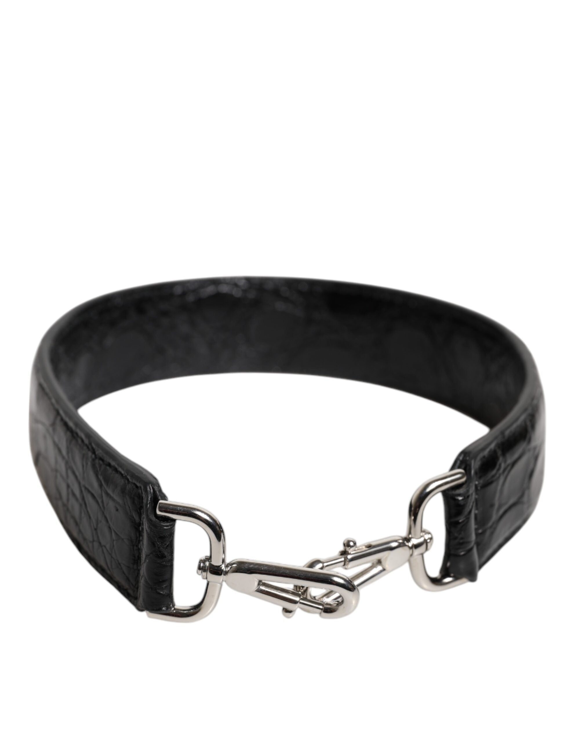 Black Alligator Leather Bag Shoulder Strap