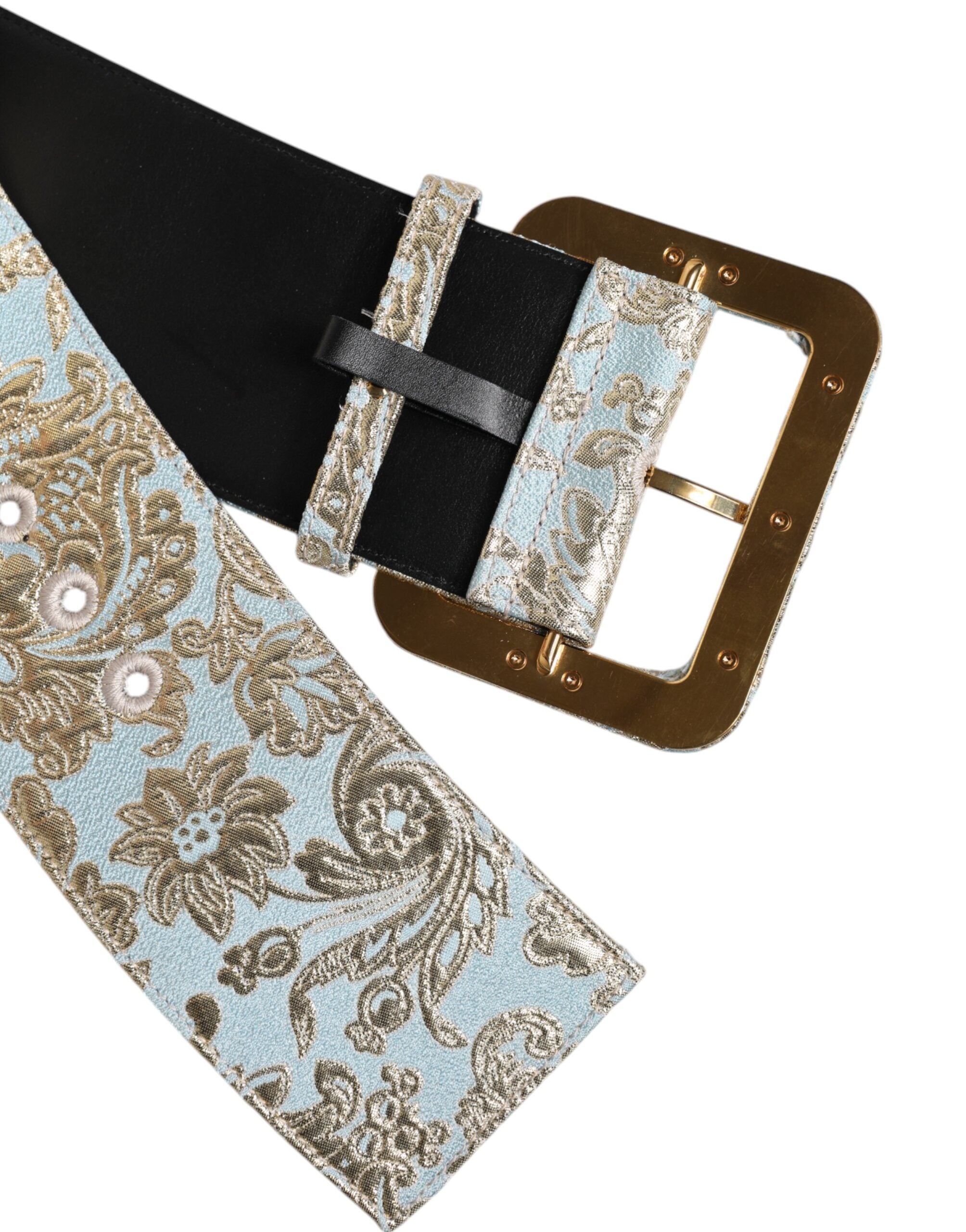 Multicolor Floral Jacquard Wide Waist Belt