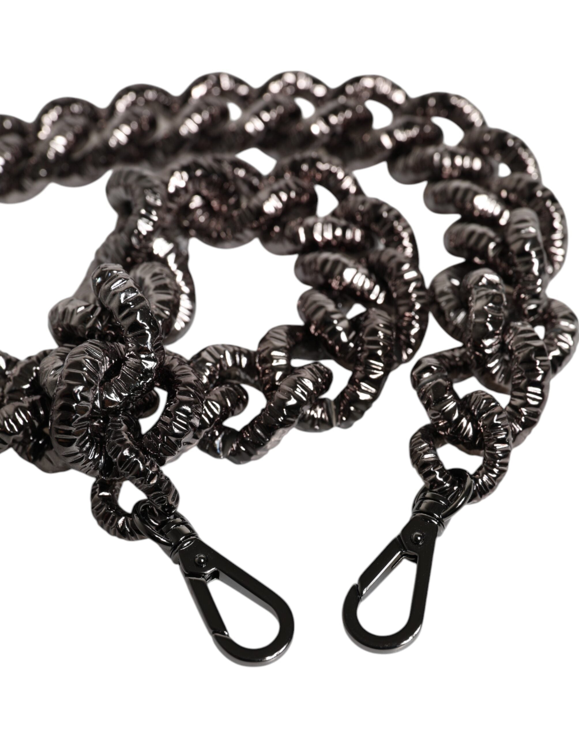 Black Chain Logo Engraved Bag Shoulder Strap