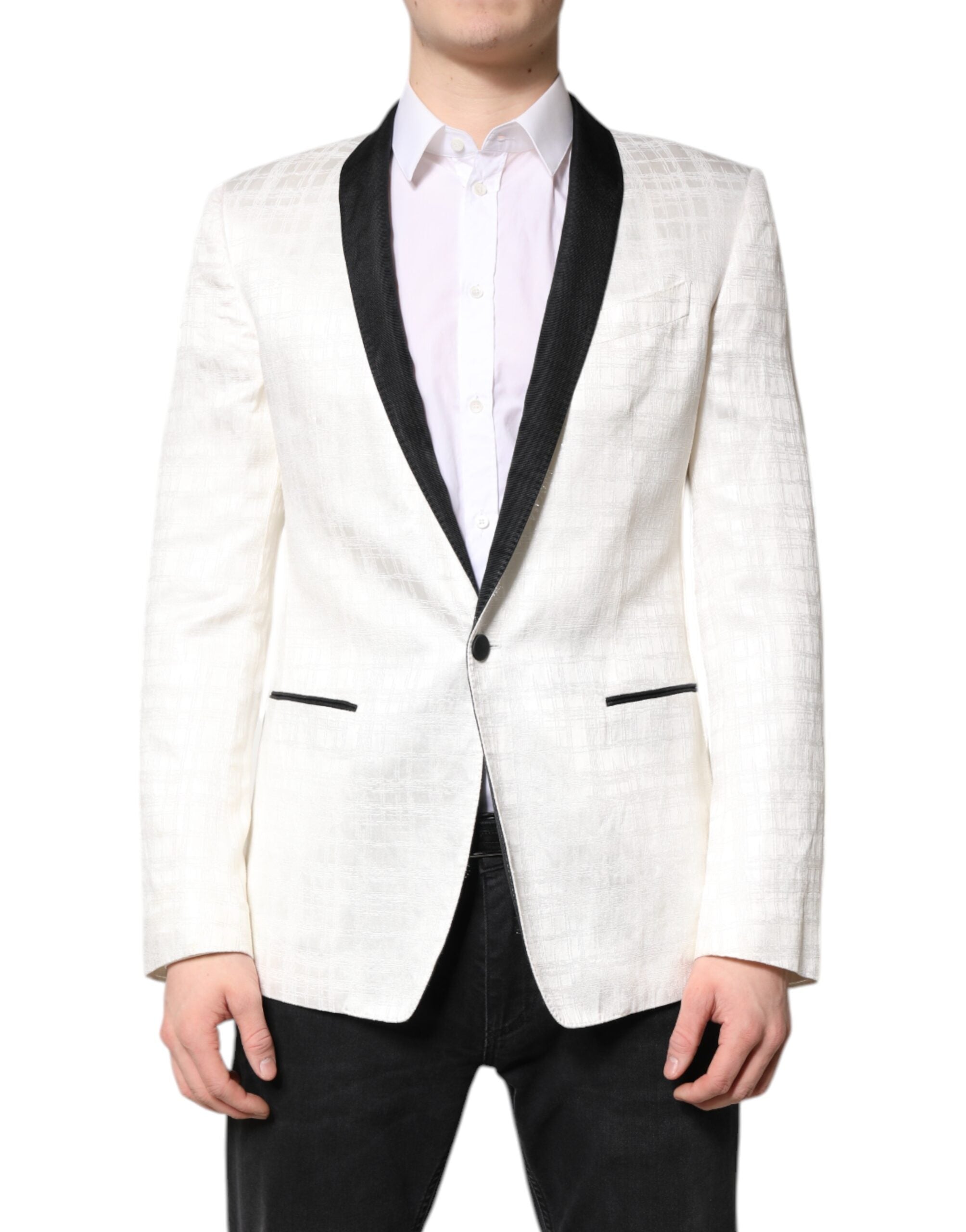 White Black Single Breasted Coat Blazer Suit