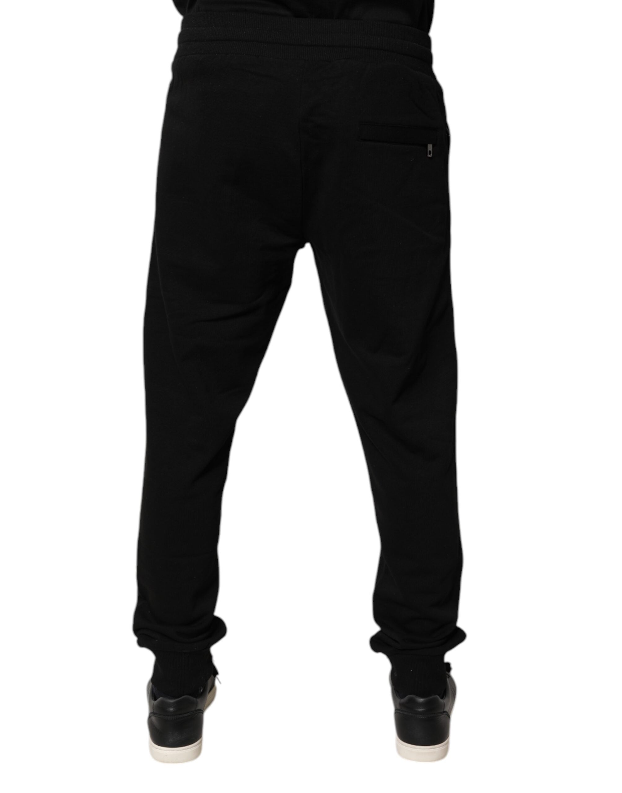 Black Cotton Mid Waist Jogger Sweatpants Pants