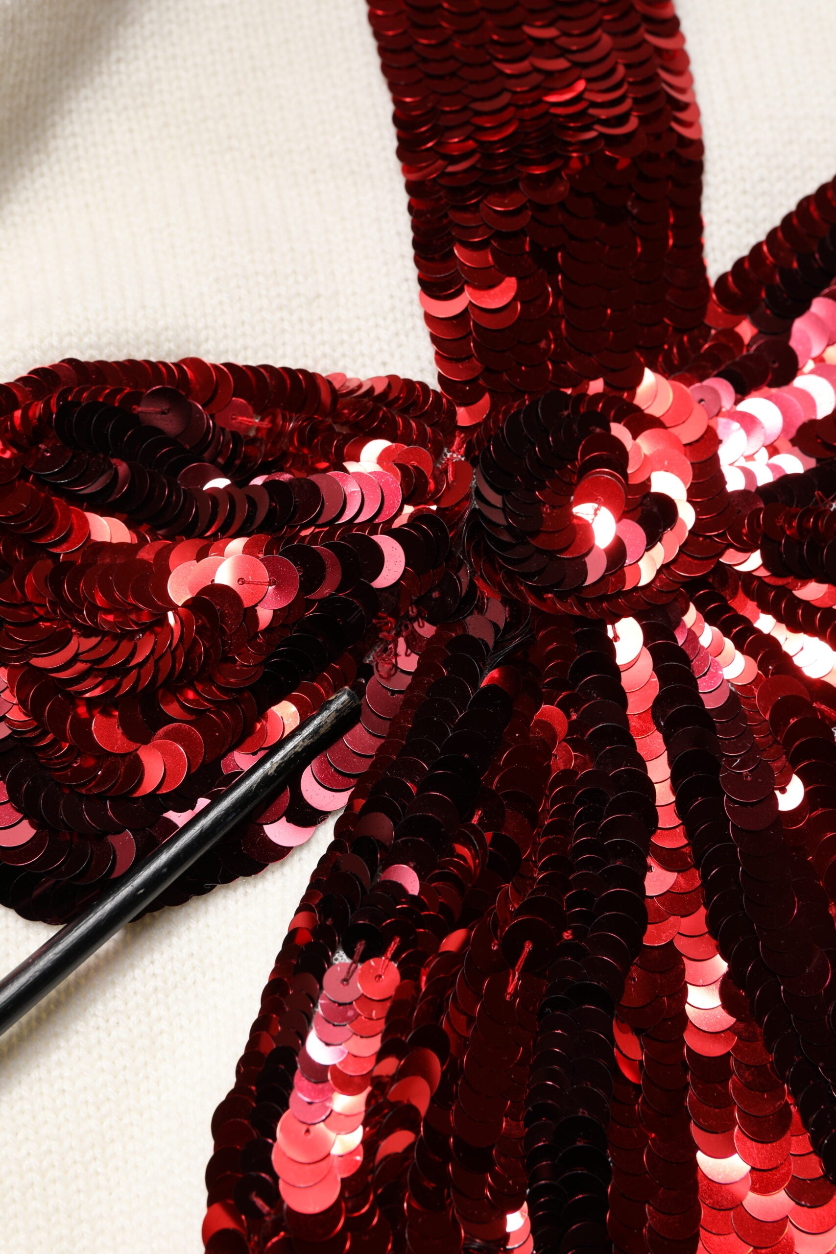 White Sequined Crew Neck Pullover Sweater