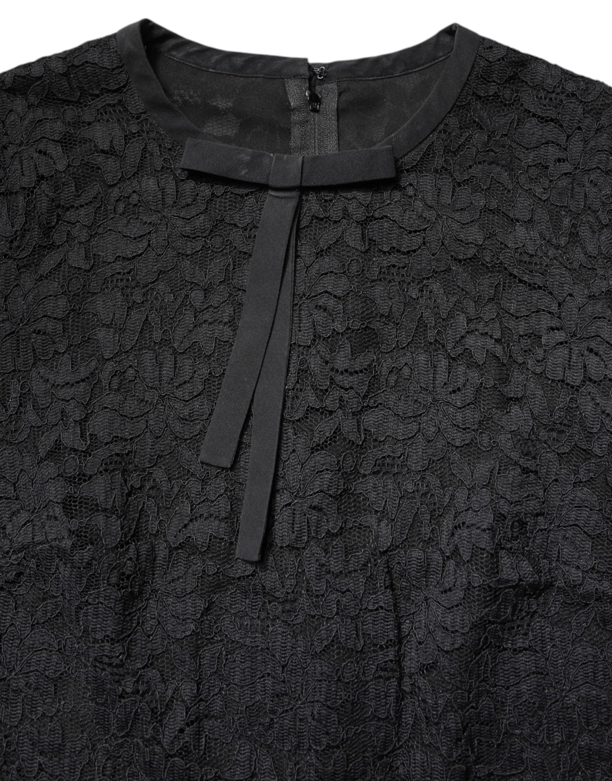 Black Lace STAFF Crew Neck Long Sleeves Top