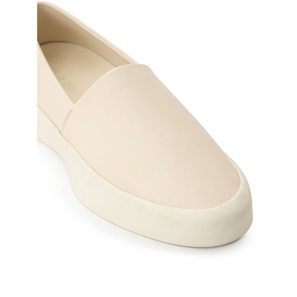 Beige Leather Slip-On Loafer
