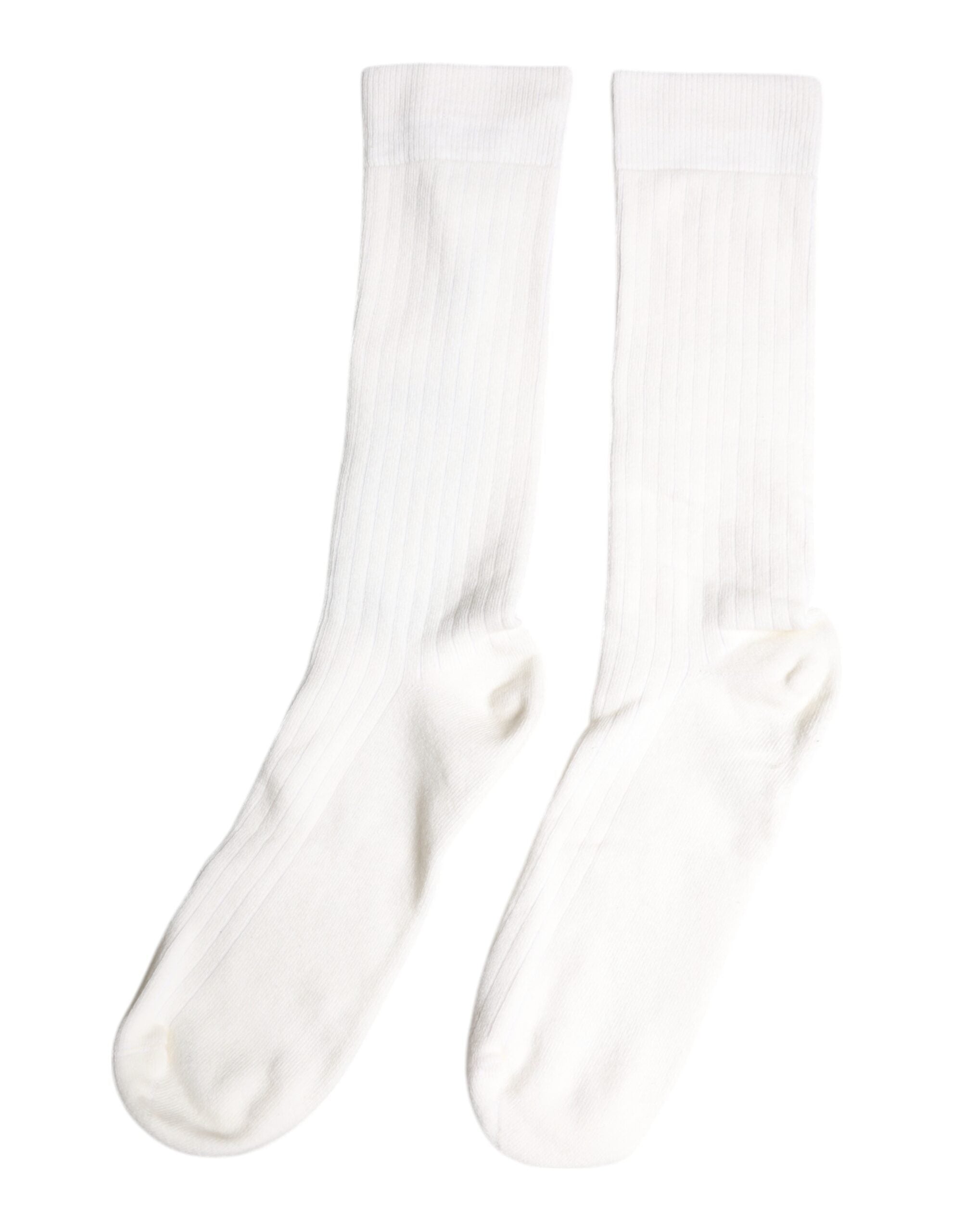 White Cotton Solid Mid Calf Men Socks