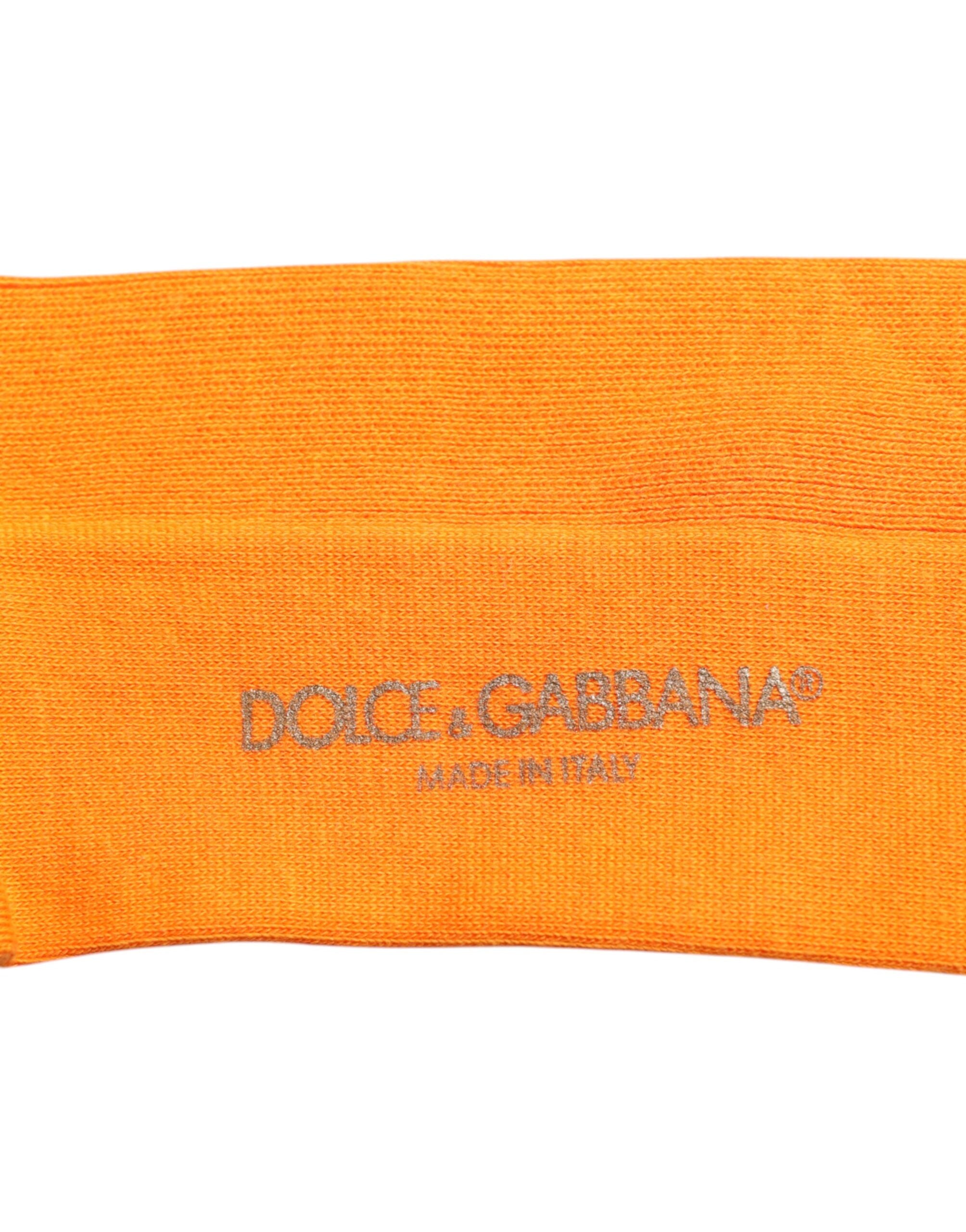Orange Cotton Logo Over The Calf Socks