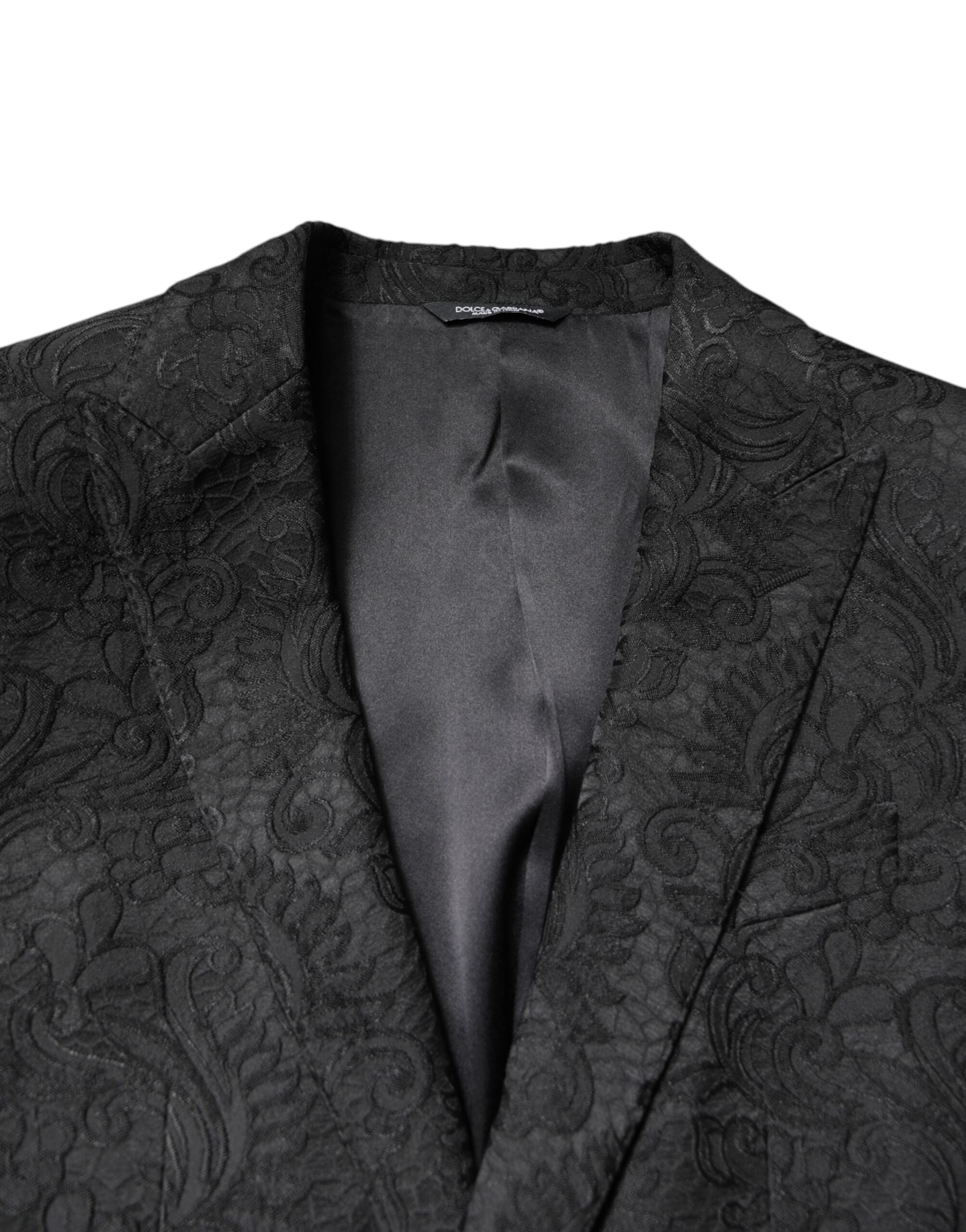 Black Floral Jacquard Coat Jacket Blazer