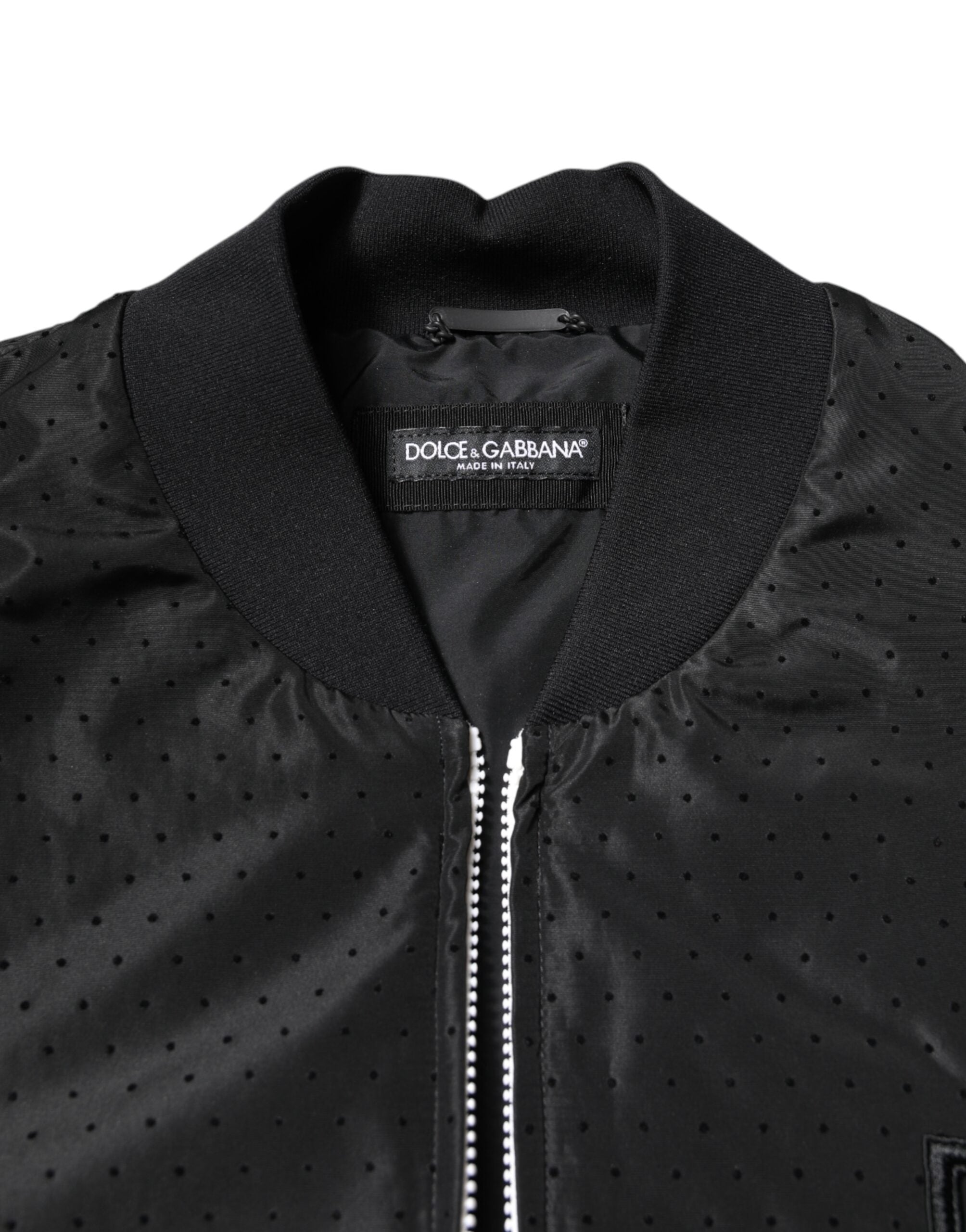 Black Long Sleeves Full Zip Bomber Jacket