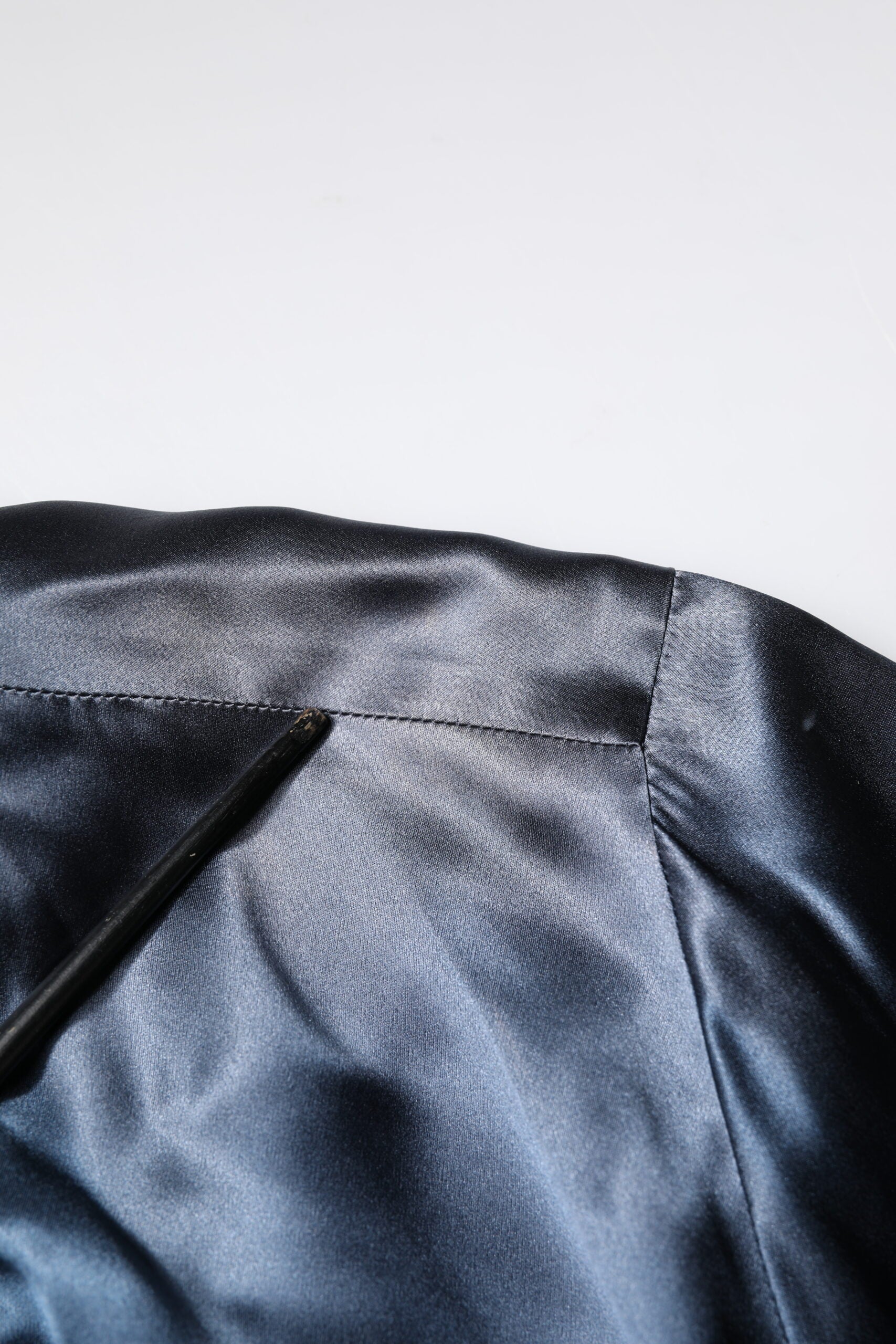 Blue Solid Silk Men Wrap Robe Coat Jacket