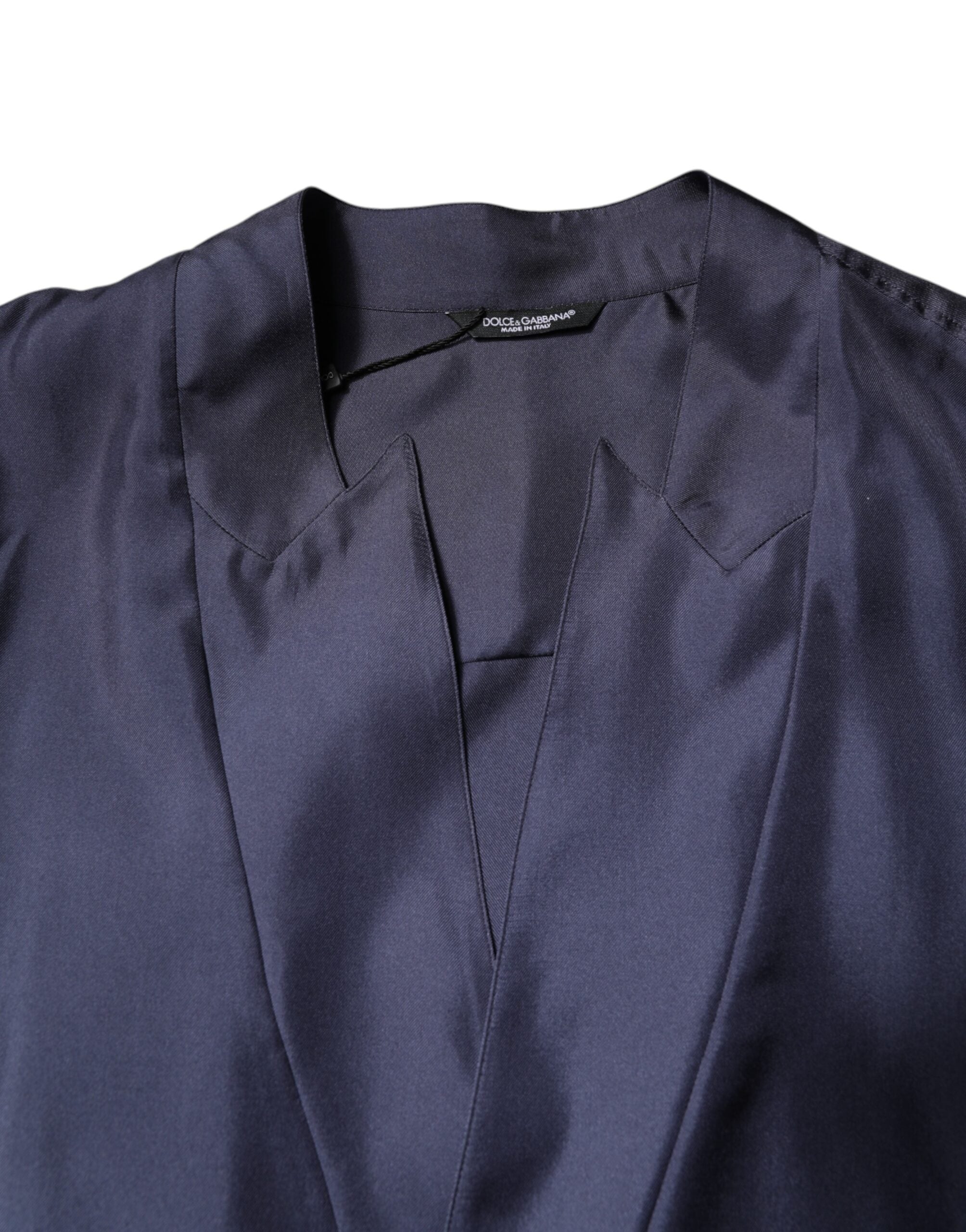 Dark Blue Silk Double Breasted Shirt