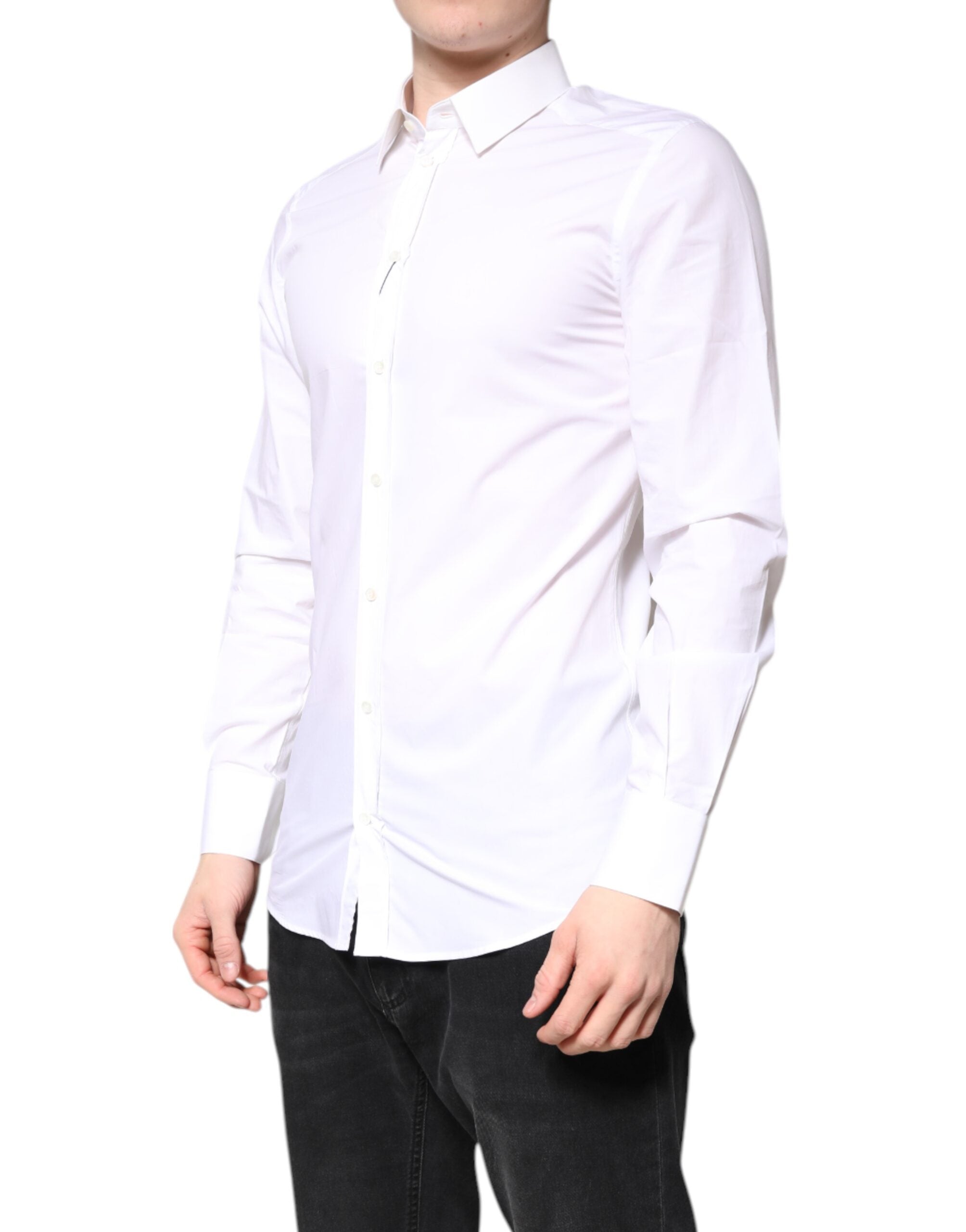 White Cotton GOLD Dress Formal Collared Shirt