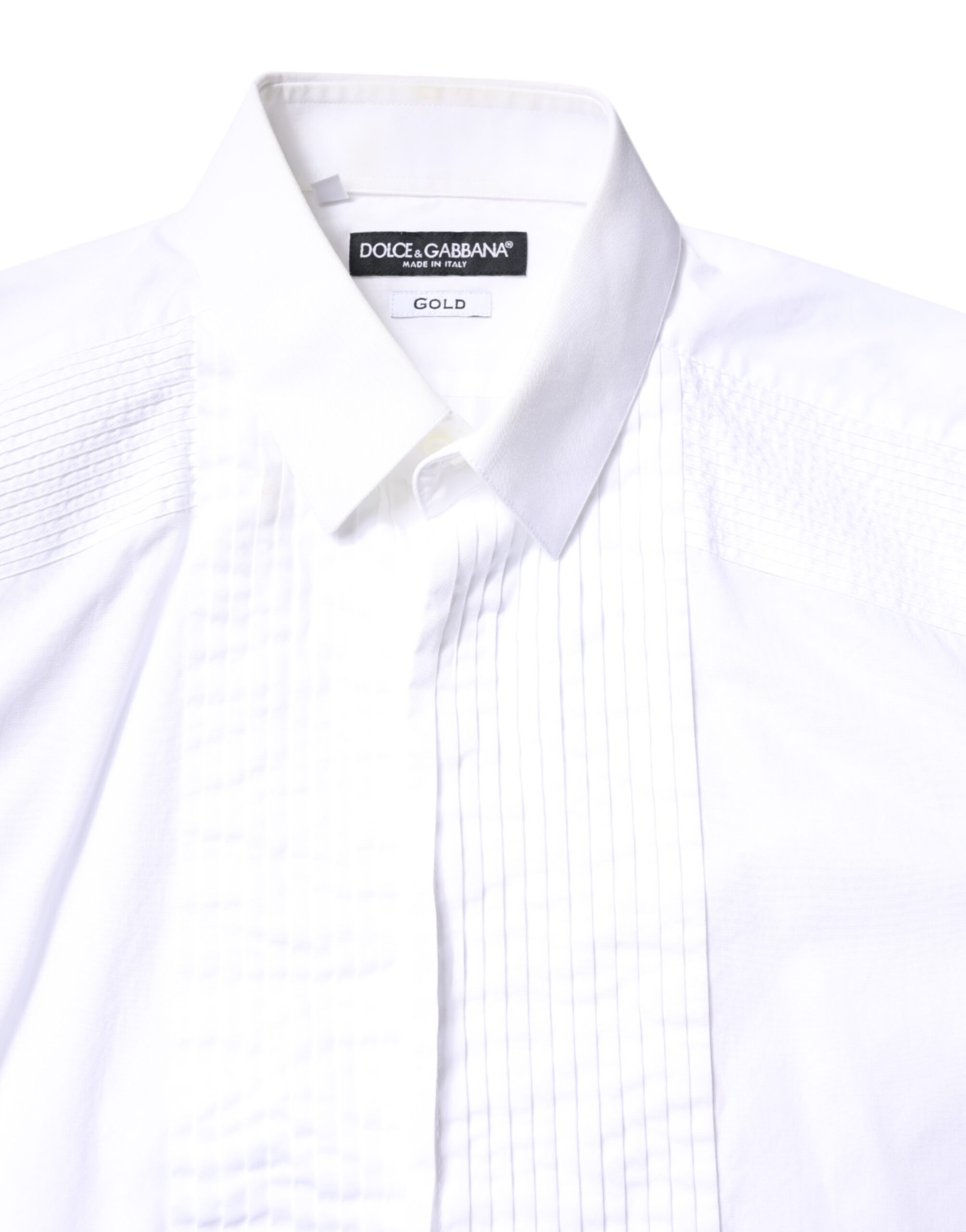 White GOLD Cotton Poplin Bib Men Dress Shirt
