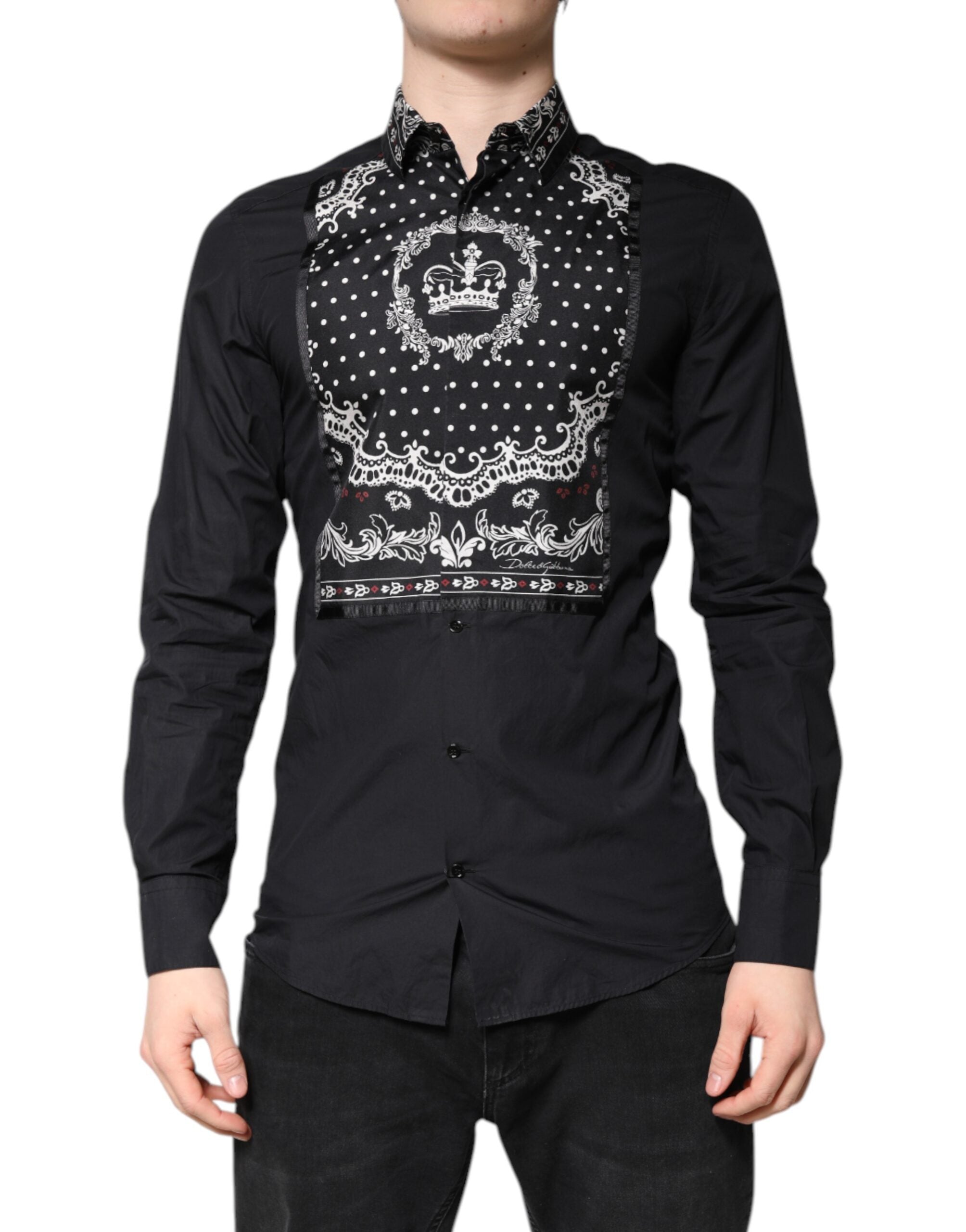 Black White Bandana GOLD Formal Dress Shirt