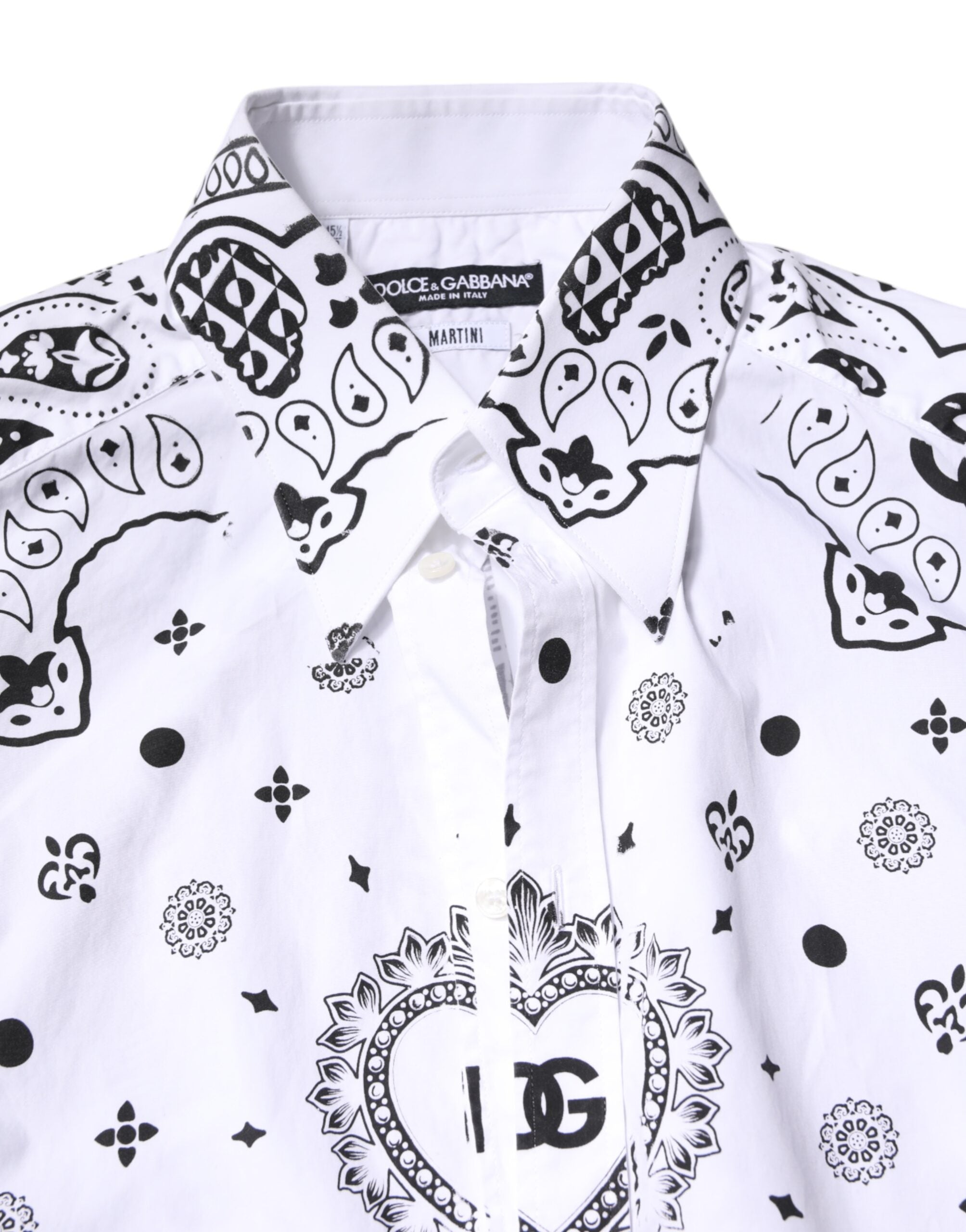 White Black Bandana MARTINI Men Dress Shirt