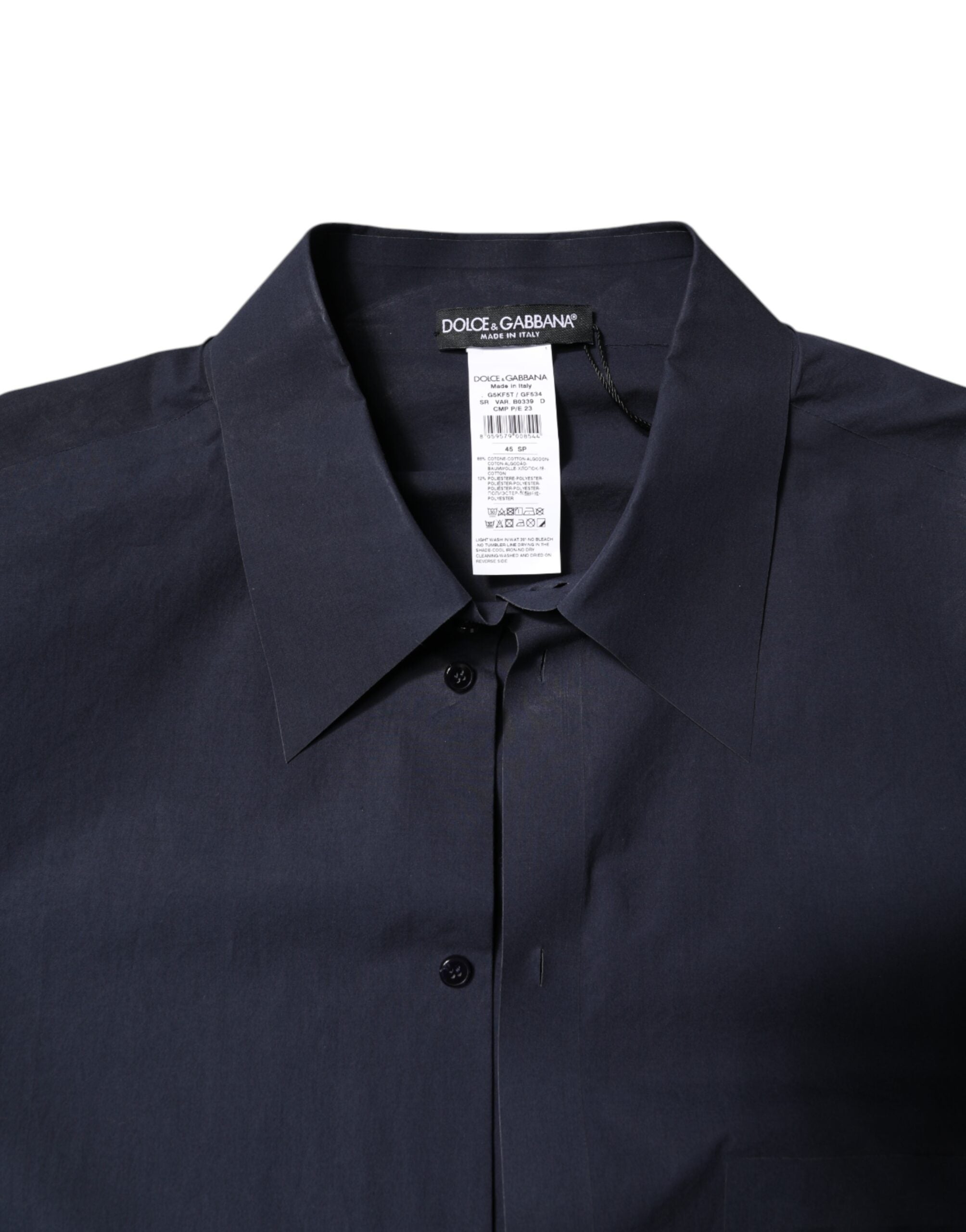 Dark Blue Cotton Long Sleeve Shirt