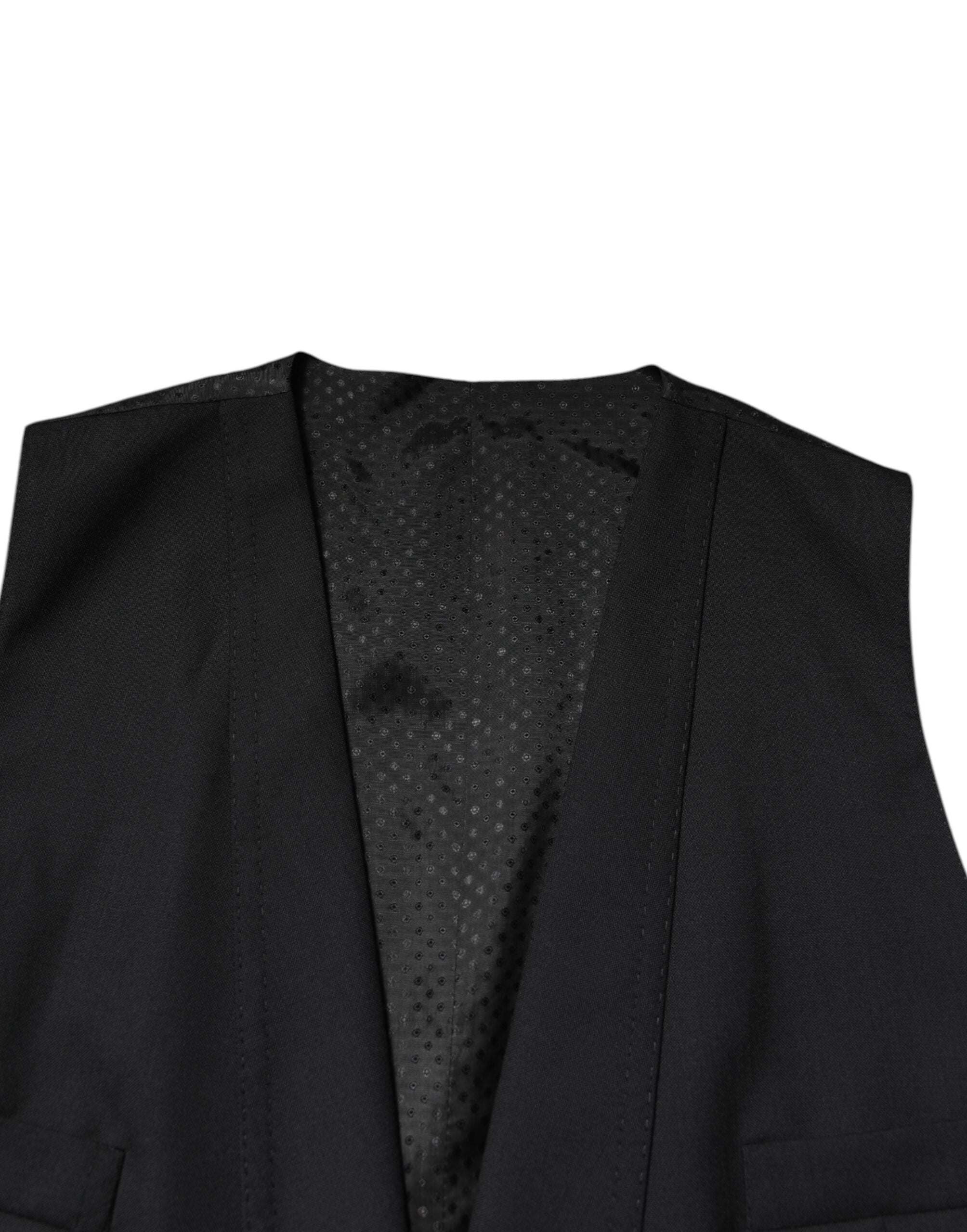 Black Single Breasted Formal Blazer with Vest