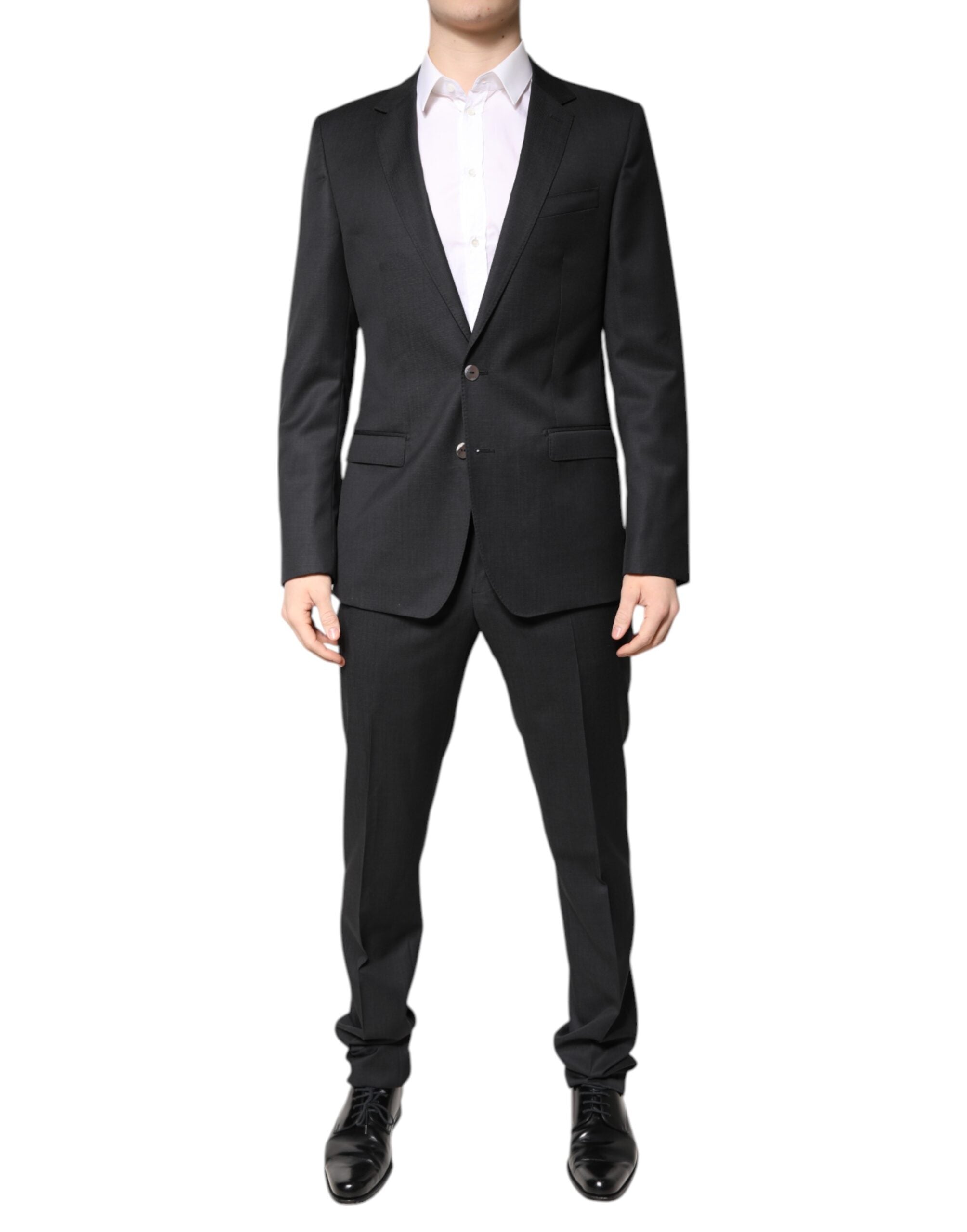 Dark Gray Wool Single Breasted 2 Piece Suit