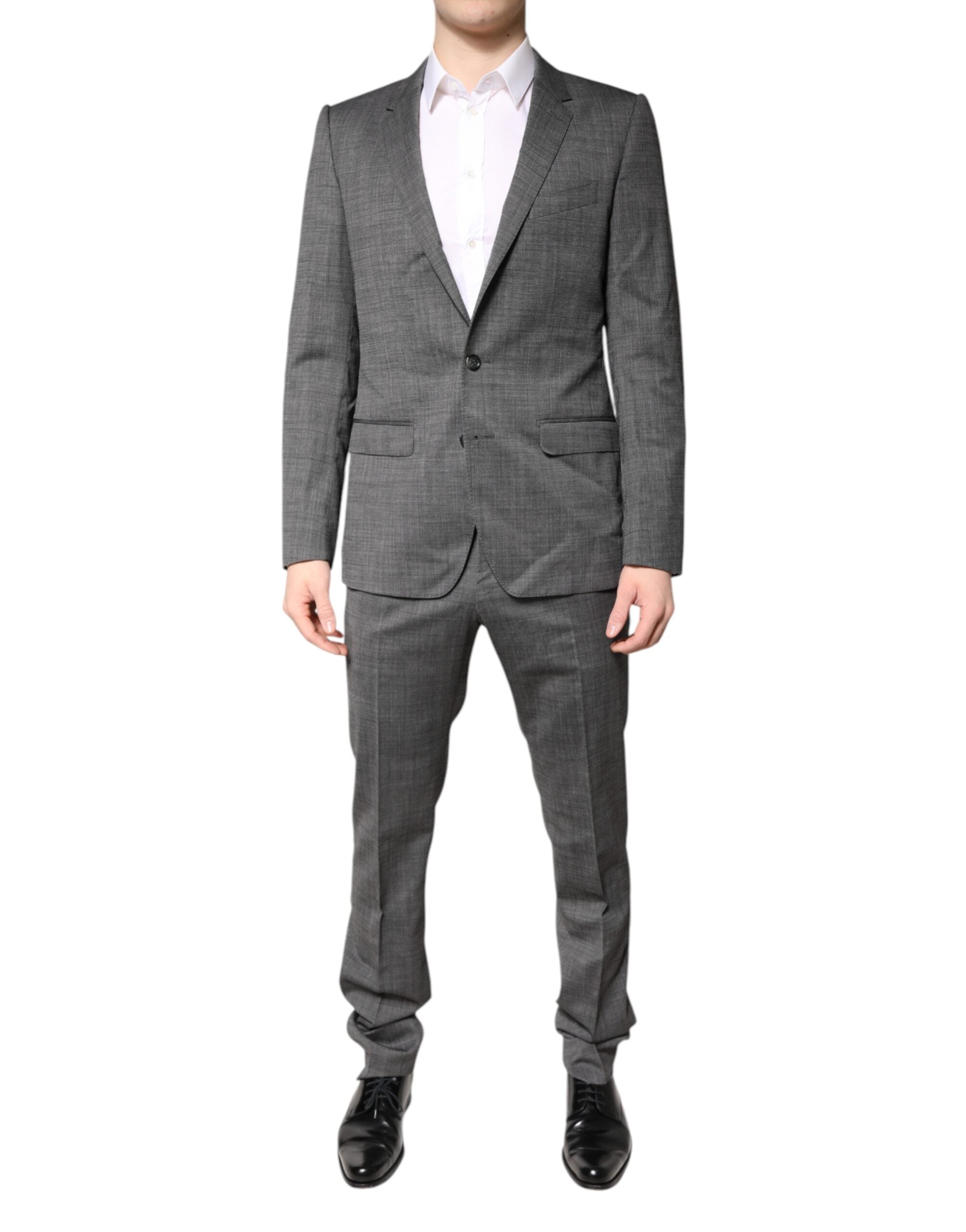 Gray Wool Single Breasted 2 Piece Suit