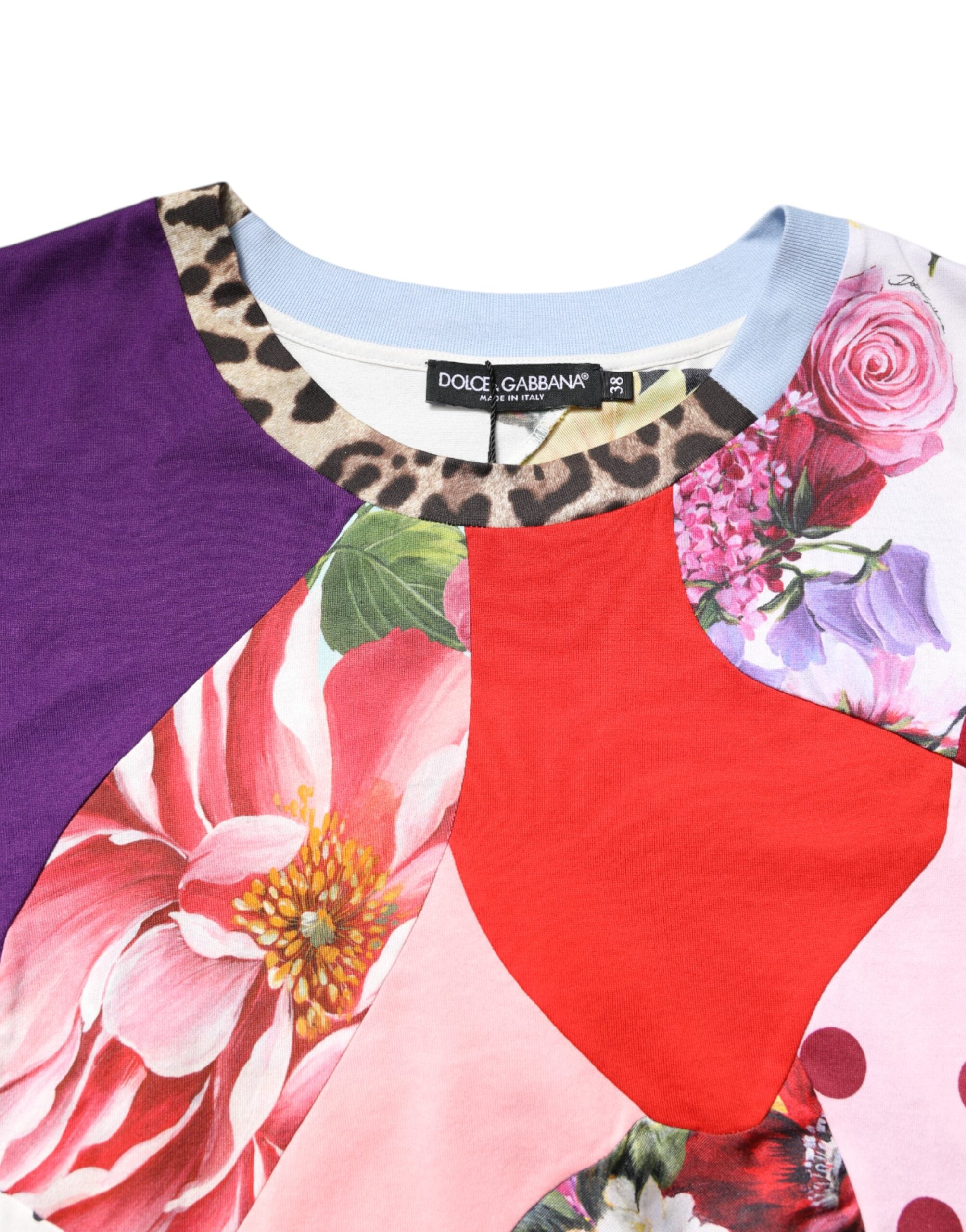 Multicolor Patchwork Short Sleeve Blouse Top