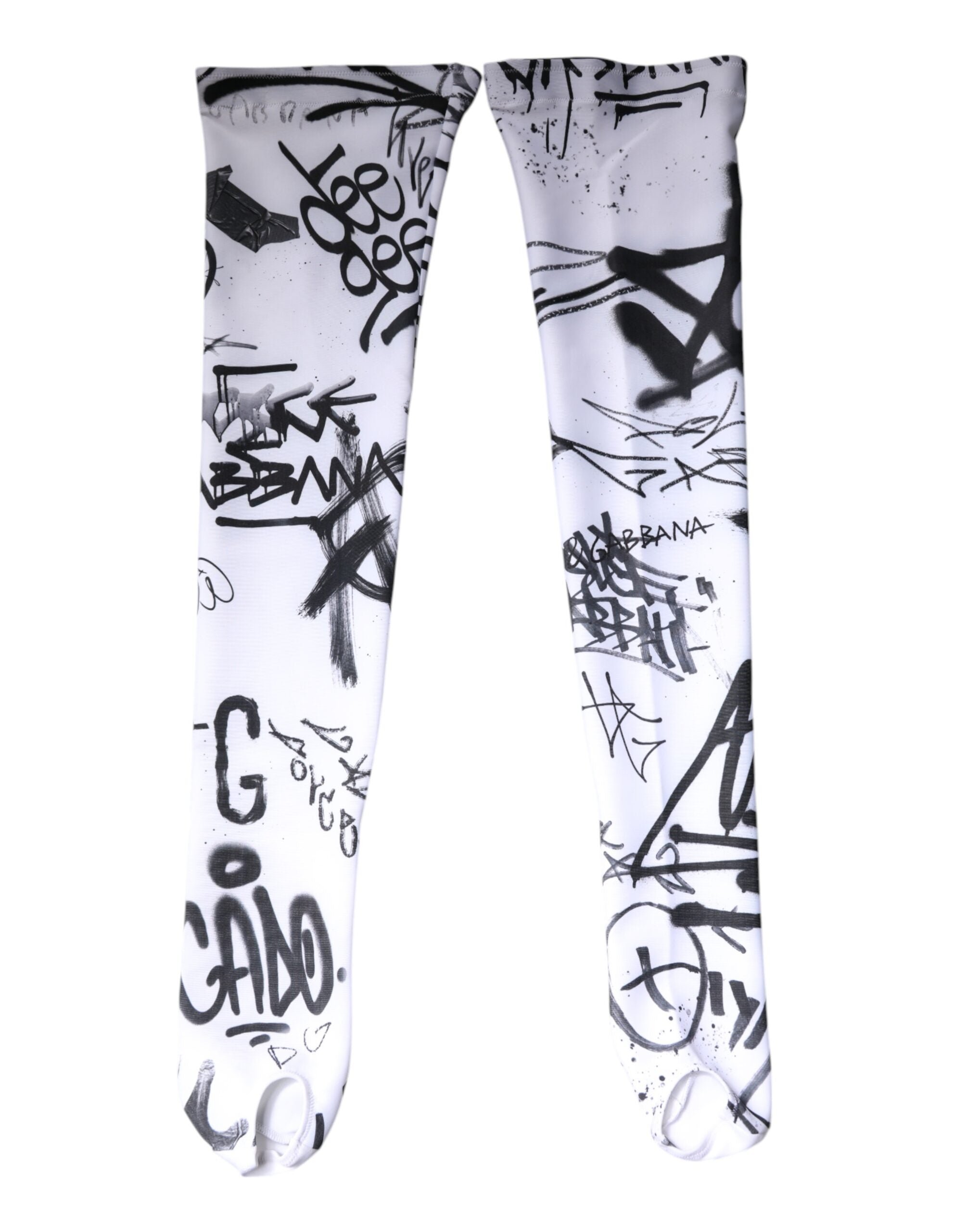 White Graffiti Cotton Over Calf Stockings Socks