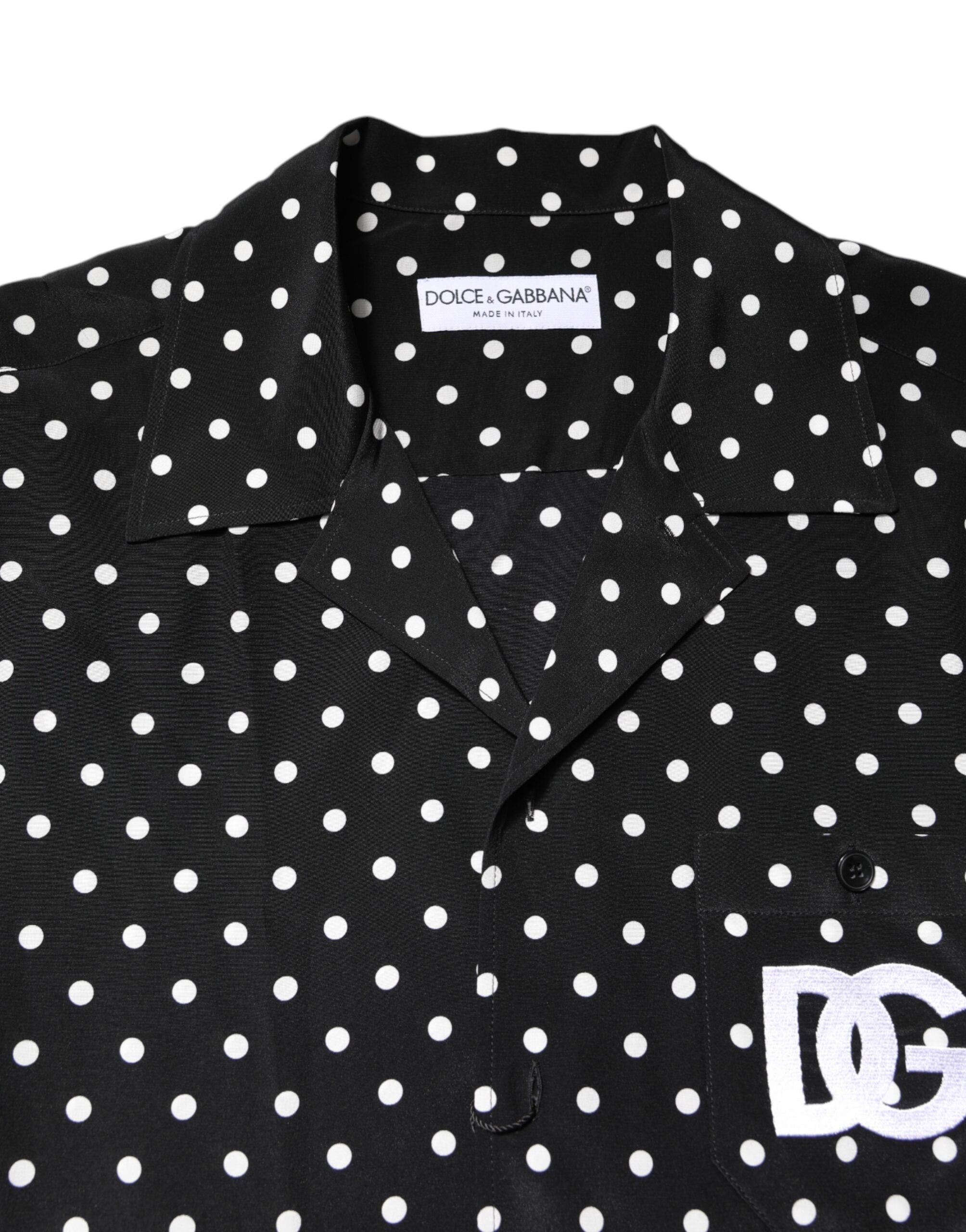 Black Polka Dot Short Sleeves Casual Shirt