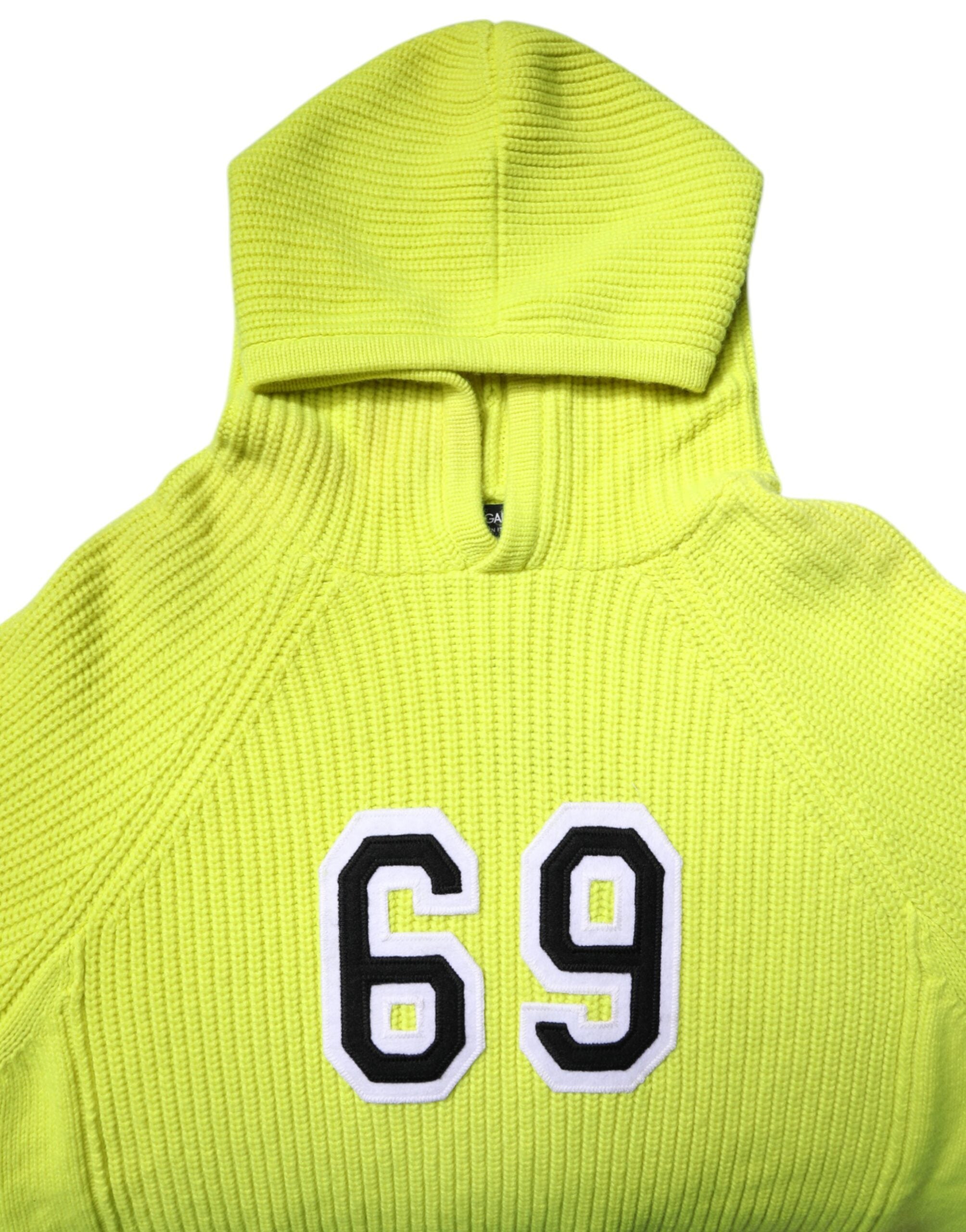 Green 69 Knit Hooded Men Pullover Sweater