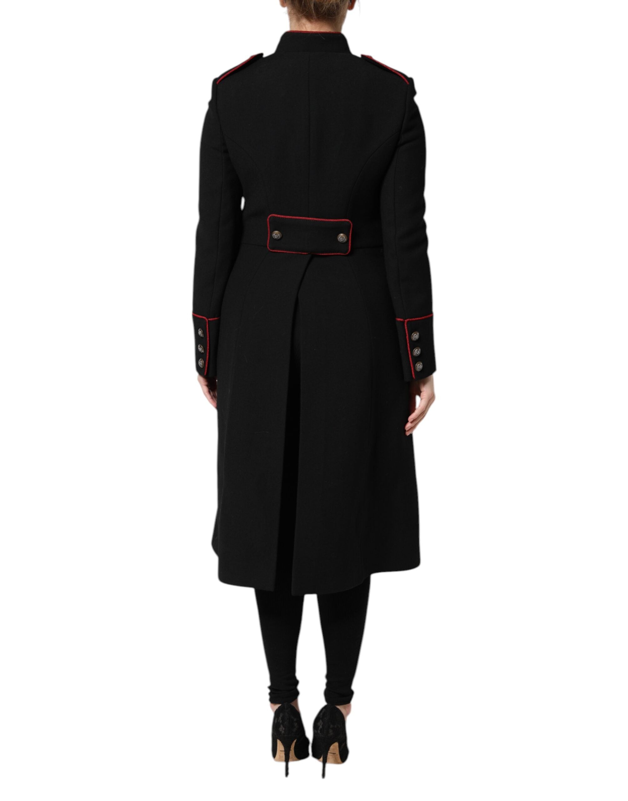 Black Wool Single Breasted Trench Coat Jacket