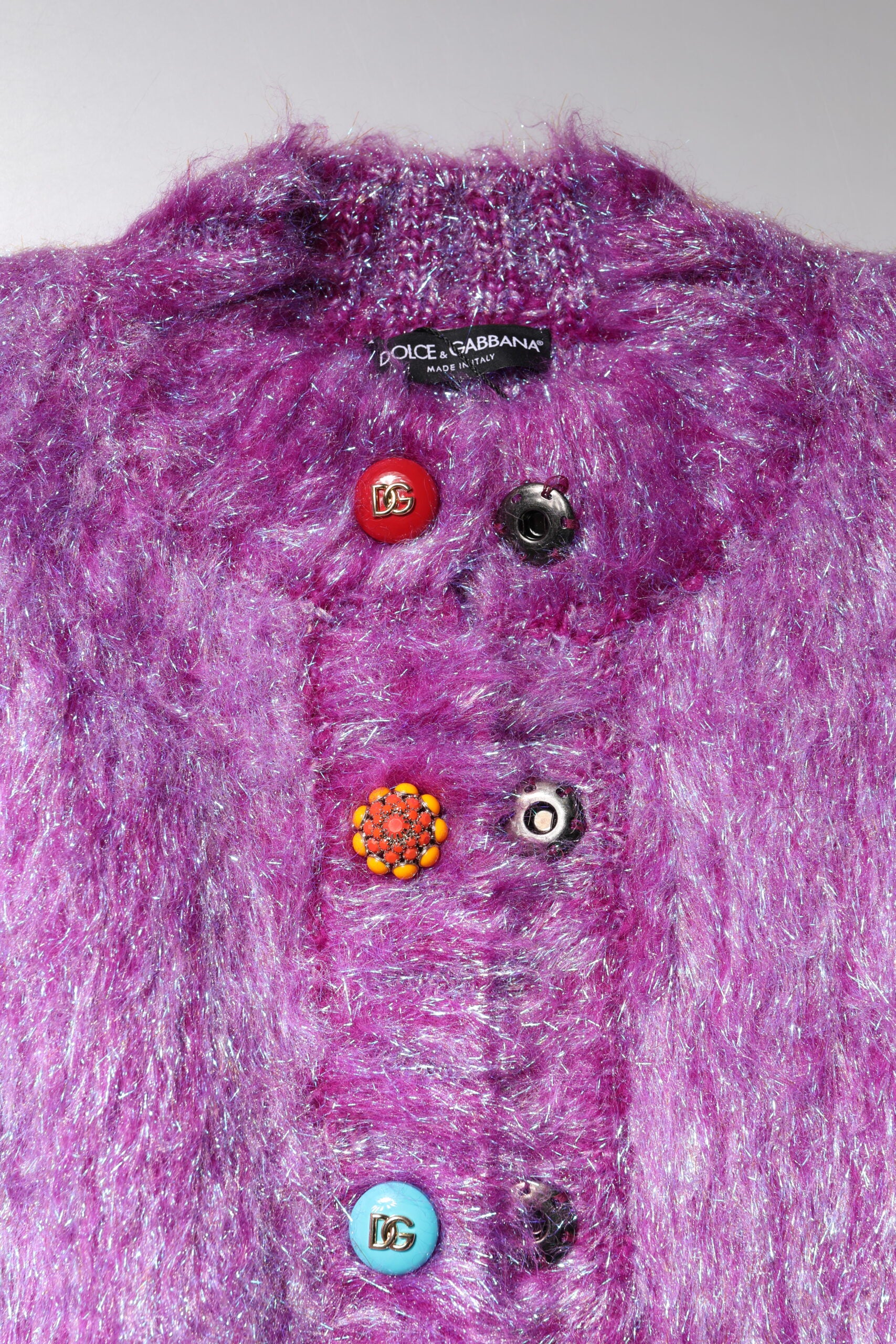 Purple Button Embellished Trench Coat Jacket