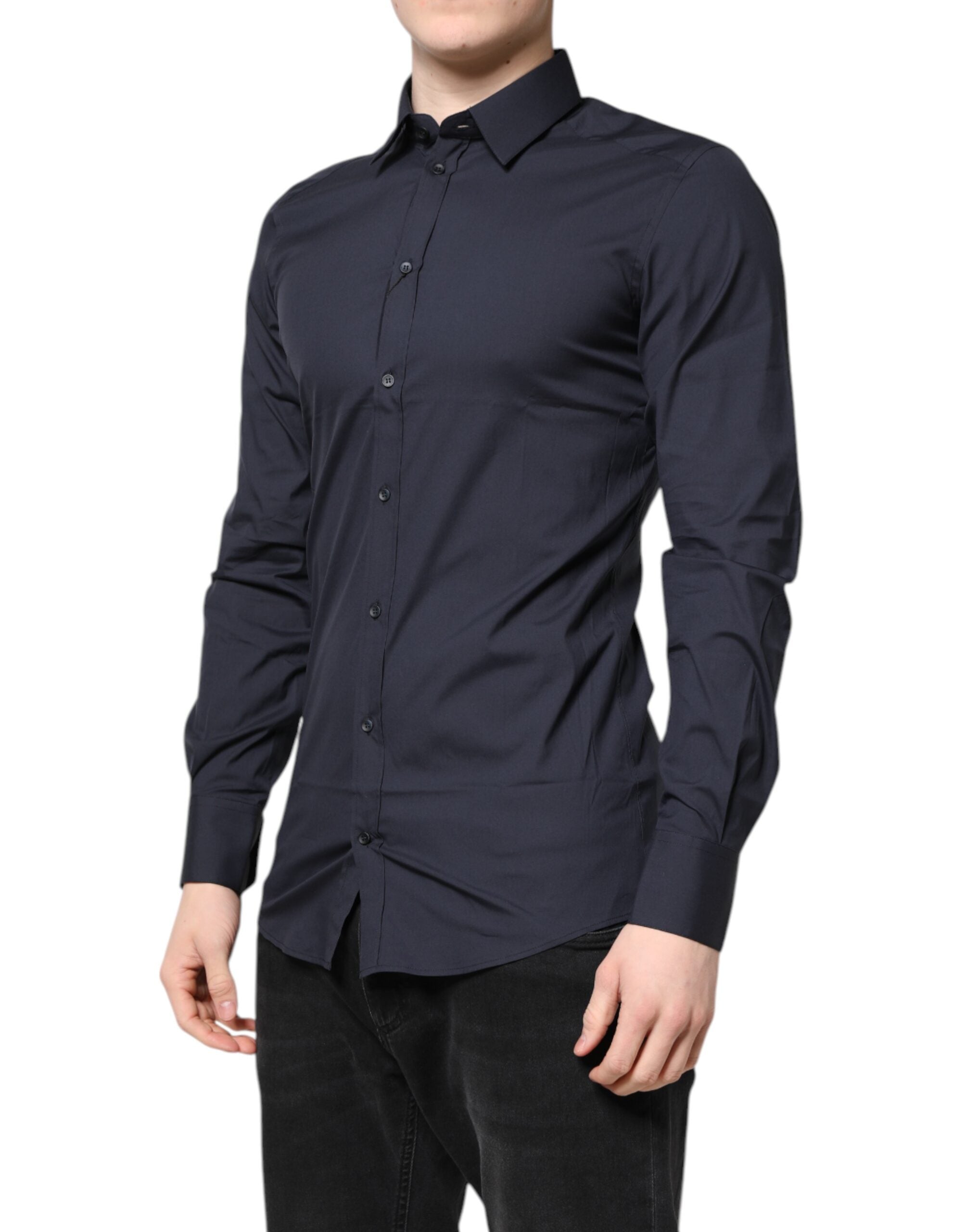 Dark Blue GOLD Cotton Dress Formal Shirt