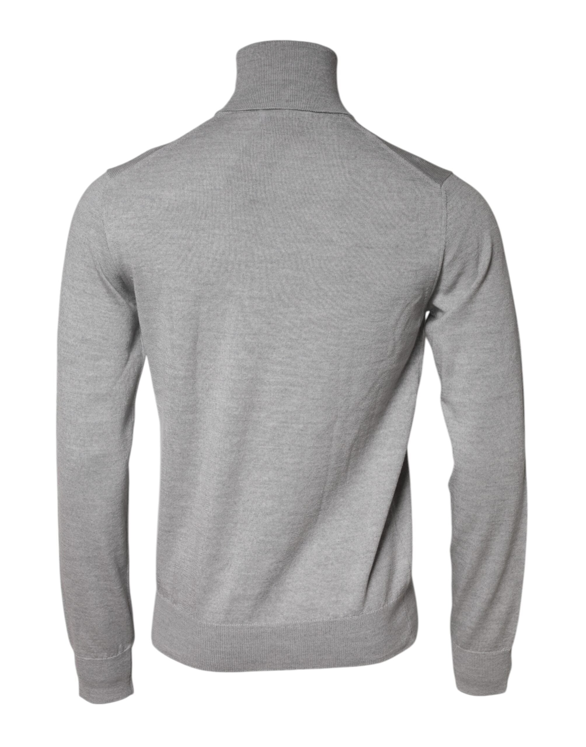 Gray Wool Knitted Men Pullover Sweater