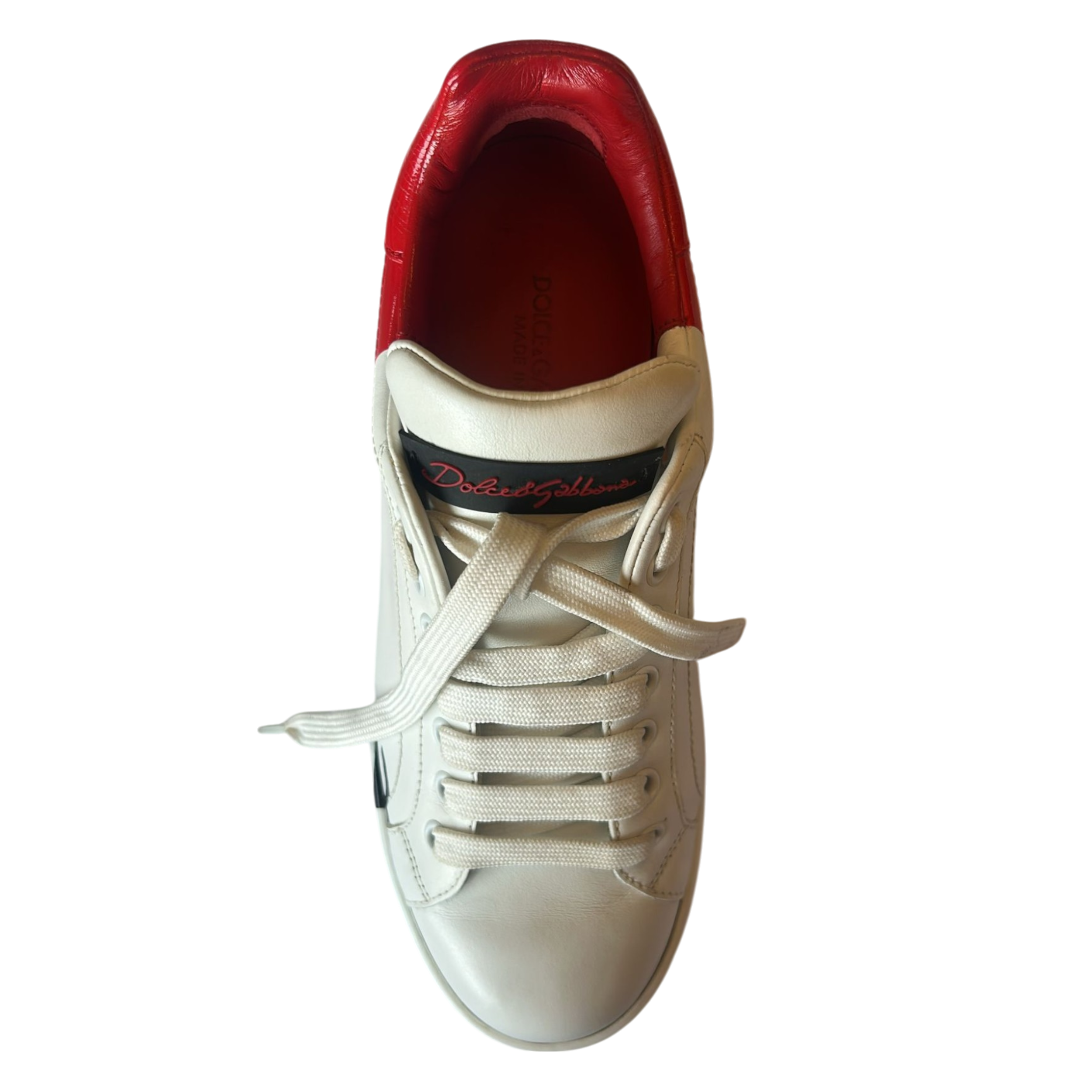 White Red Logo Portofino Sneakers Shoes
