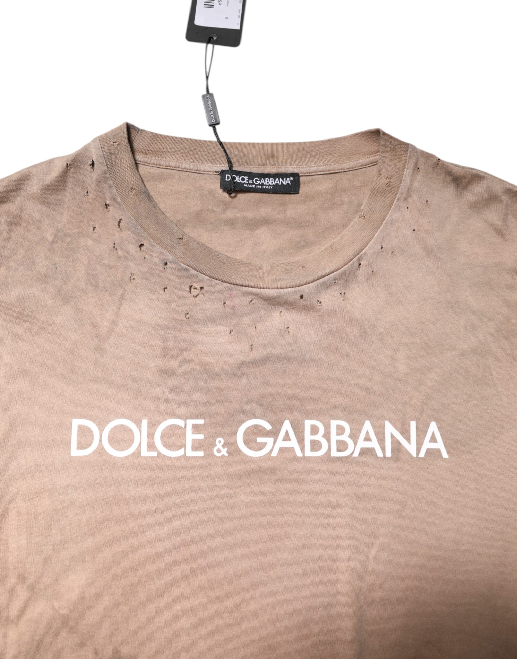 Beige Tie Dye Logo Print Cropped T-shirt
