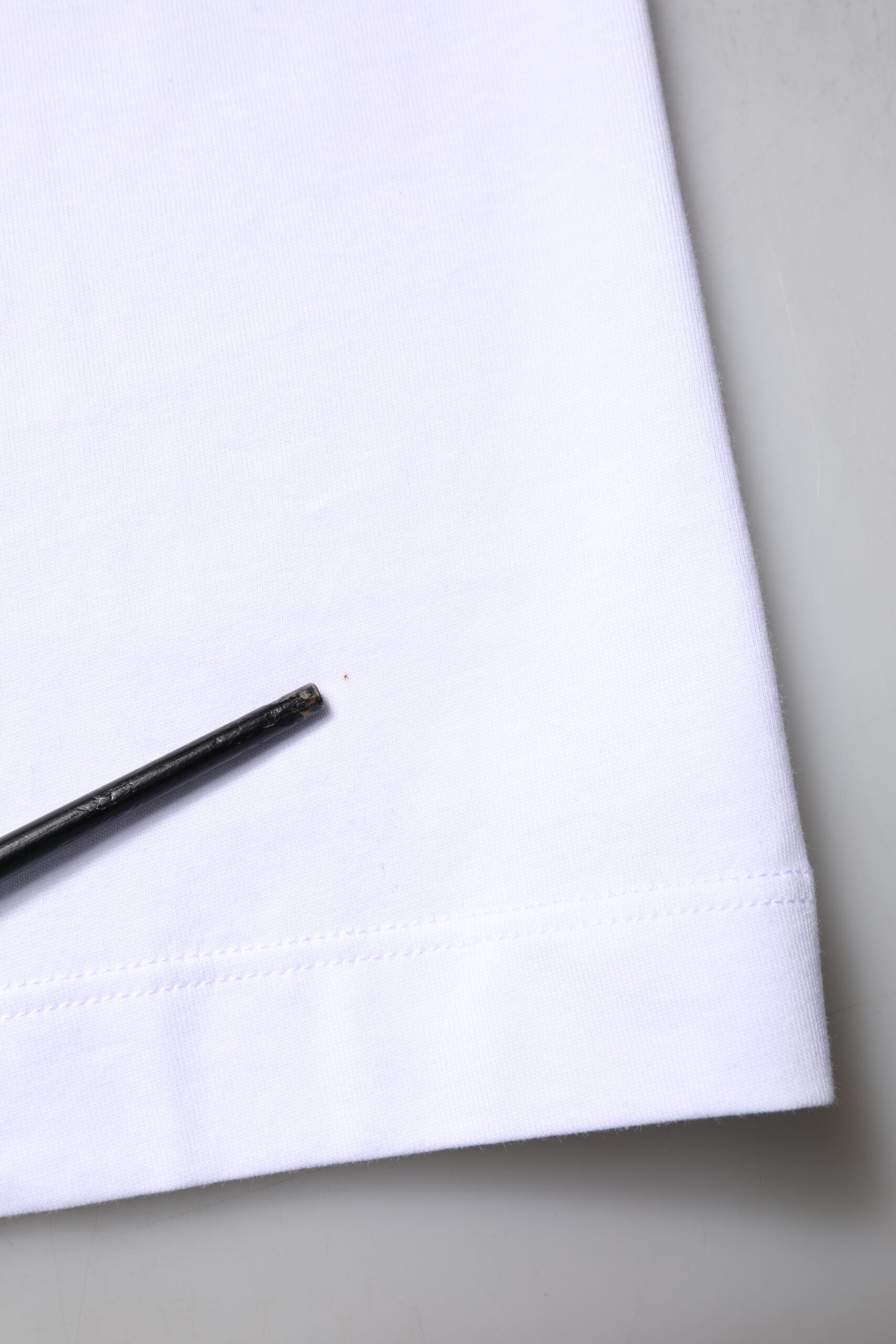 White Cotton DG Embroidery Crew Neck T-shirt