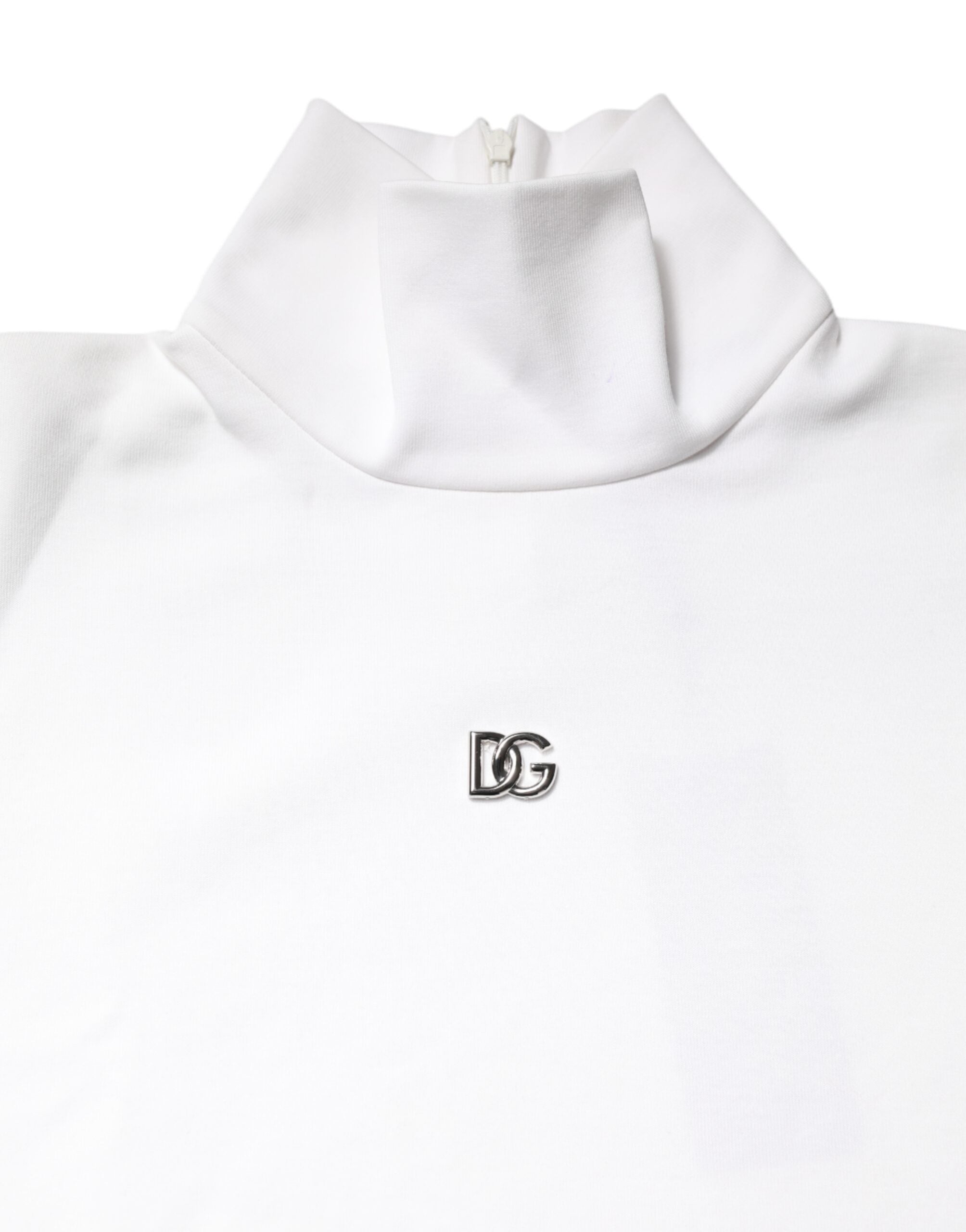 White Cotton Turtleneck DG Applique T-shirt