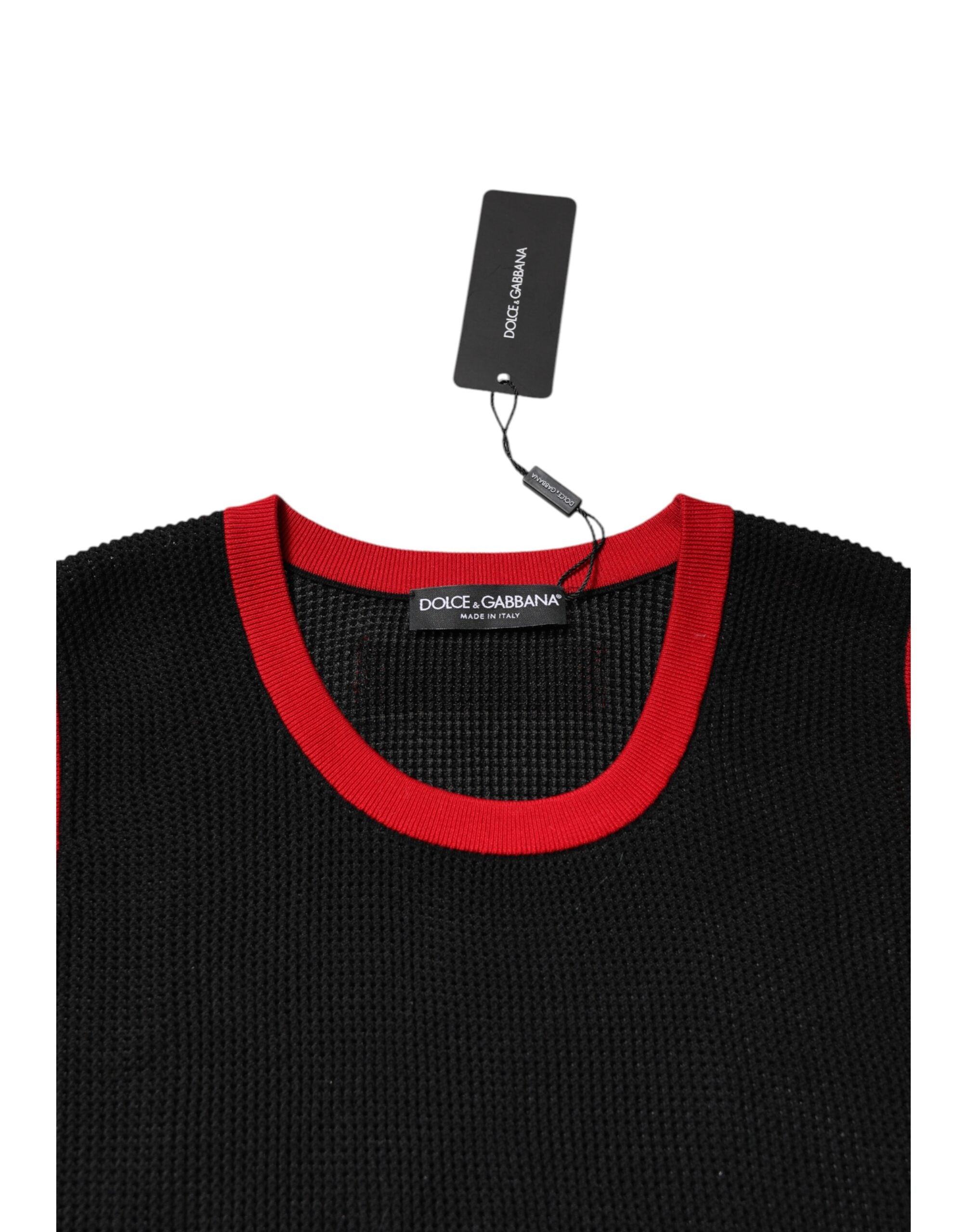 Black Cotton Slim Fit Round Neck T-shirt
