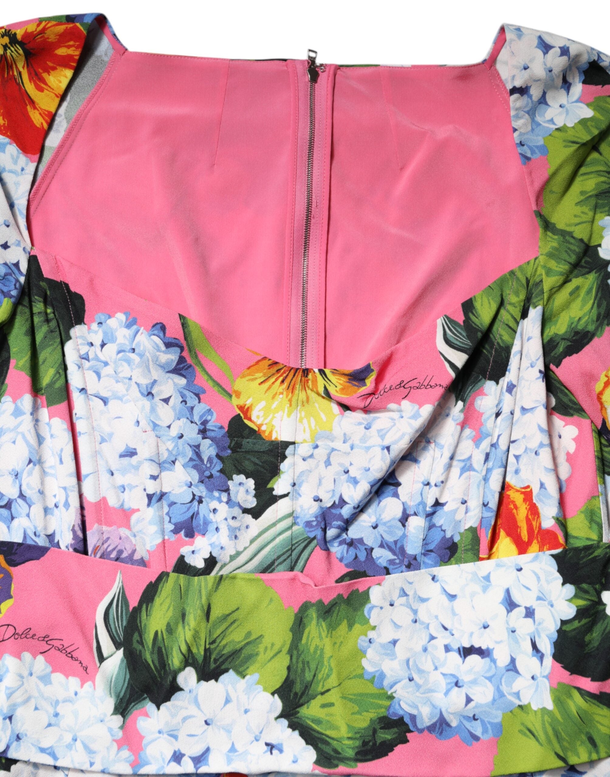 Multicolor Floral Pleated Sheath Midi Dress